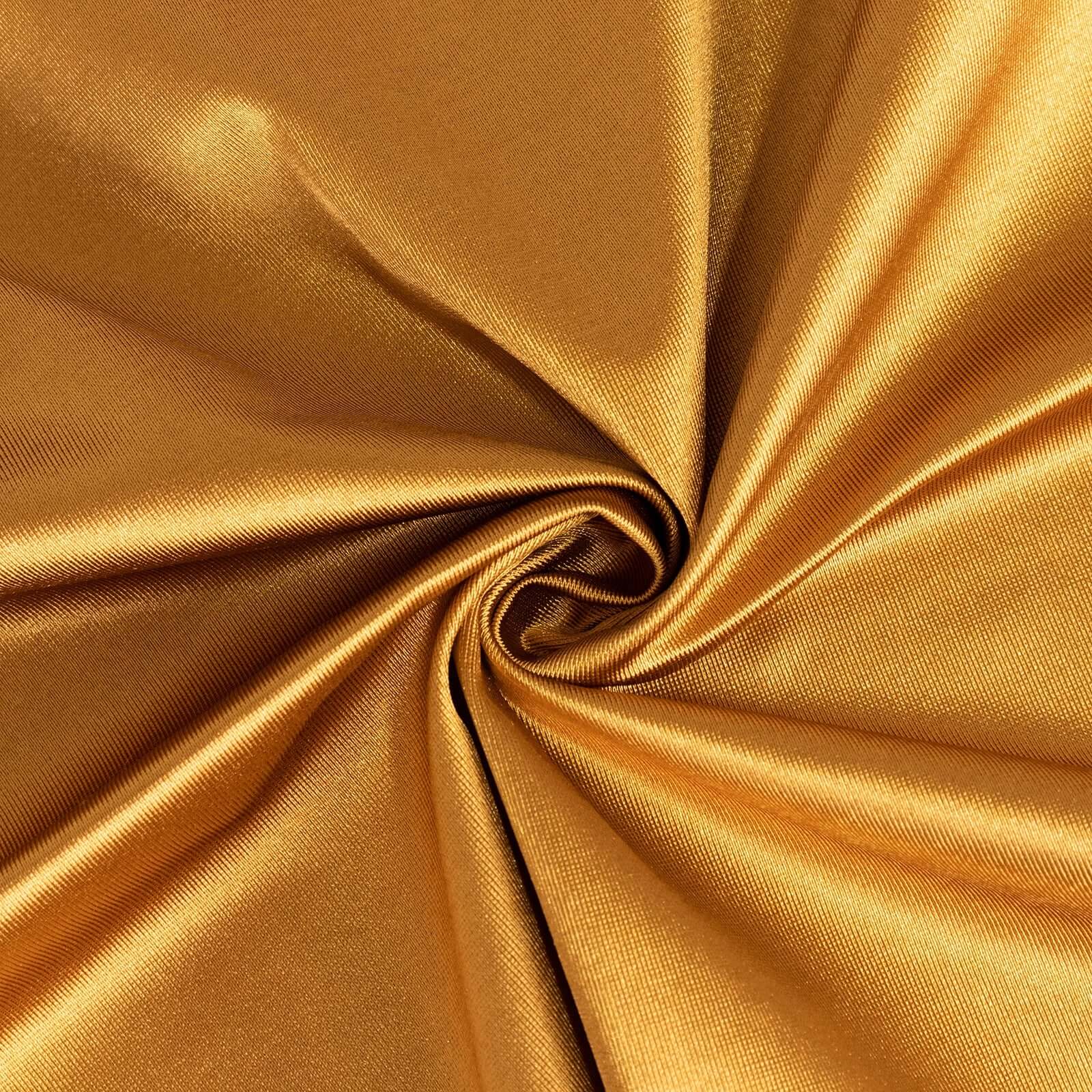 Premium Scuba Round 132 Tablecloth Shimmering Gold - Wrinkle Free, Stain Resistant & Seamless Table Cover for Weddings and Parties