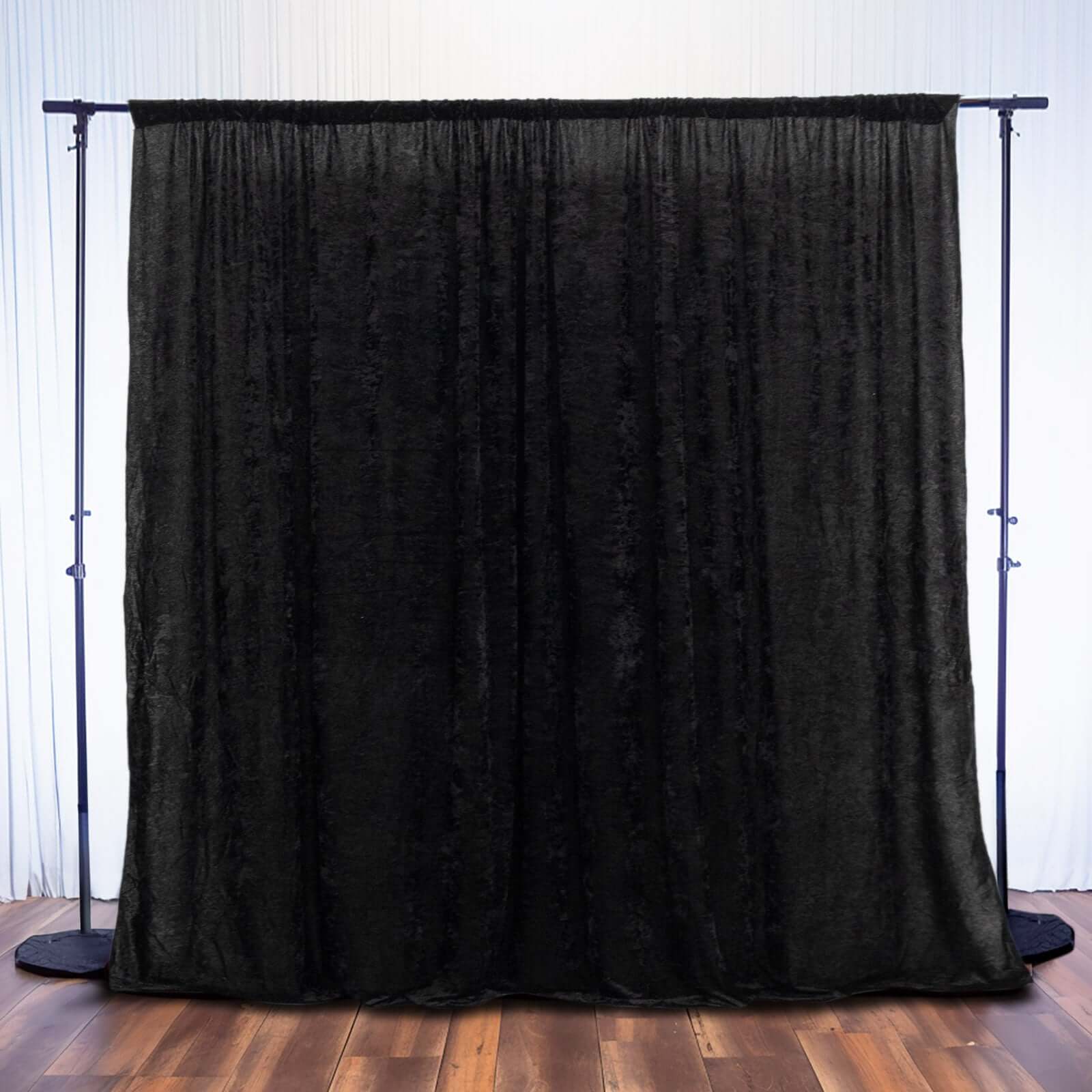 8ftx8ft Black Premium Smooth Velvet Event Curtain Drapes, Privacy Backdrop Event Panel with Rod Pocket