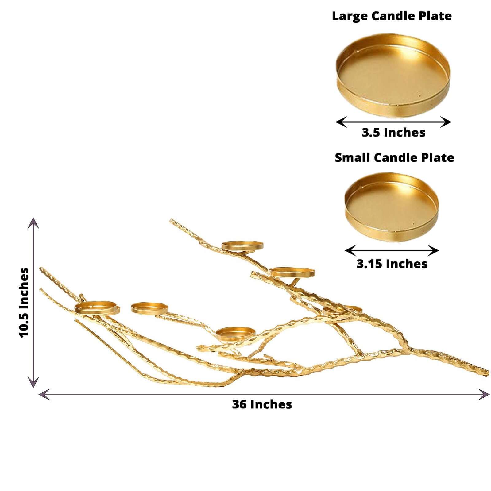 Metal Manzanita Tree Branch Candelabra Candle Holder Stand Gold - Twig Branch Design Table Centerpiece 3ft