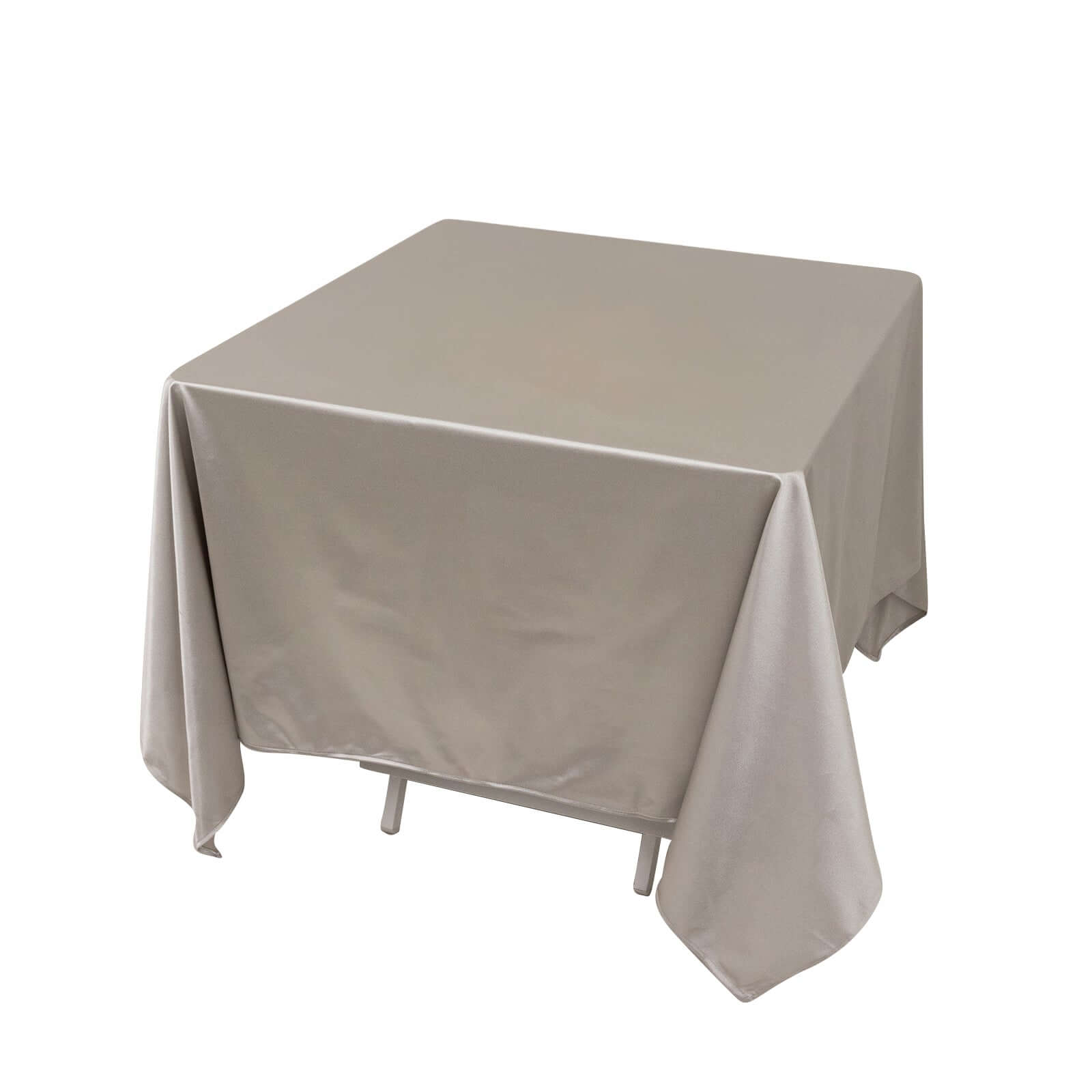 Premium Scuba Square 70x70 Tablecloth Shimmer Silver - Wrinkle Free & Stain Resistant Table Cover