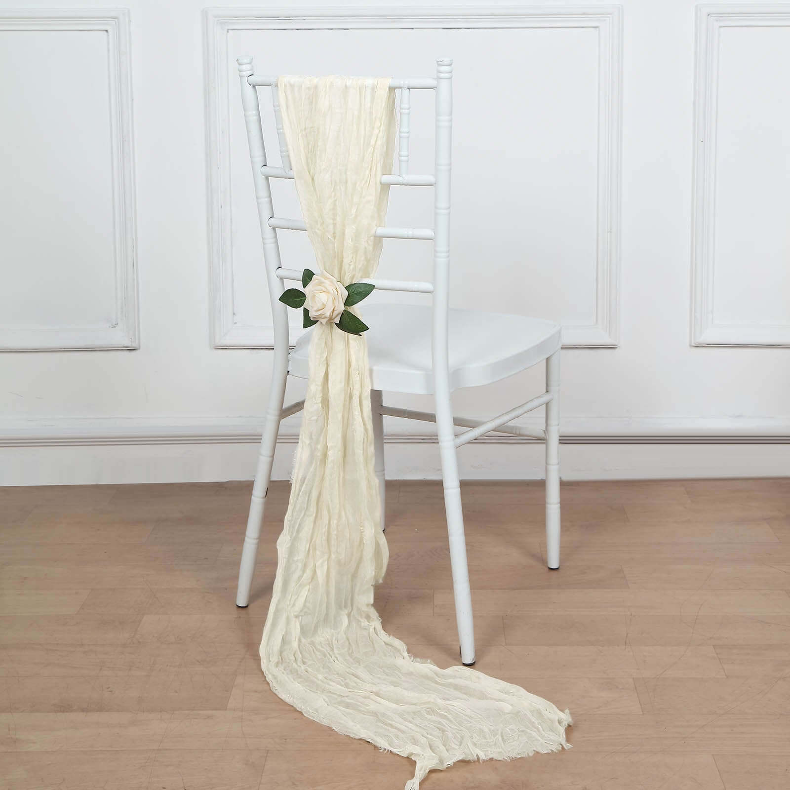 5 Pack Cheesecloth Gauze 16x88 Chair Sashes Cream - Boho Chair Decorations