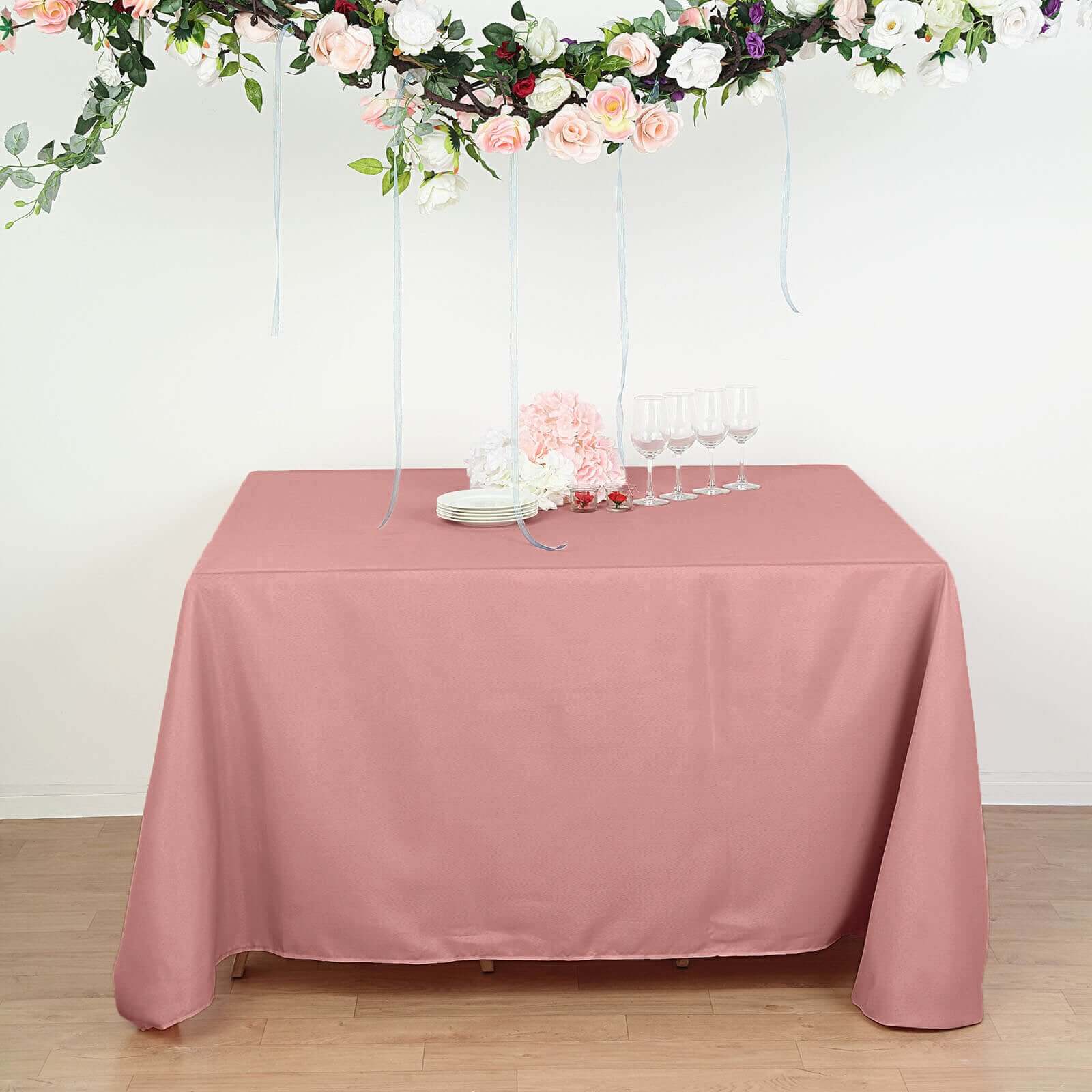 Polyester Square 90x90 Tablecloth Dusty Rose - Wrinkle-Resistant & Durable Table Cover