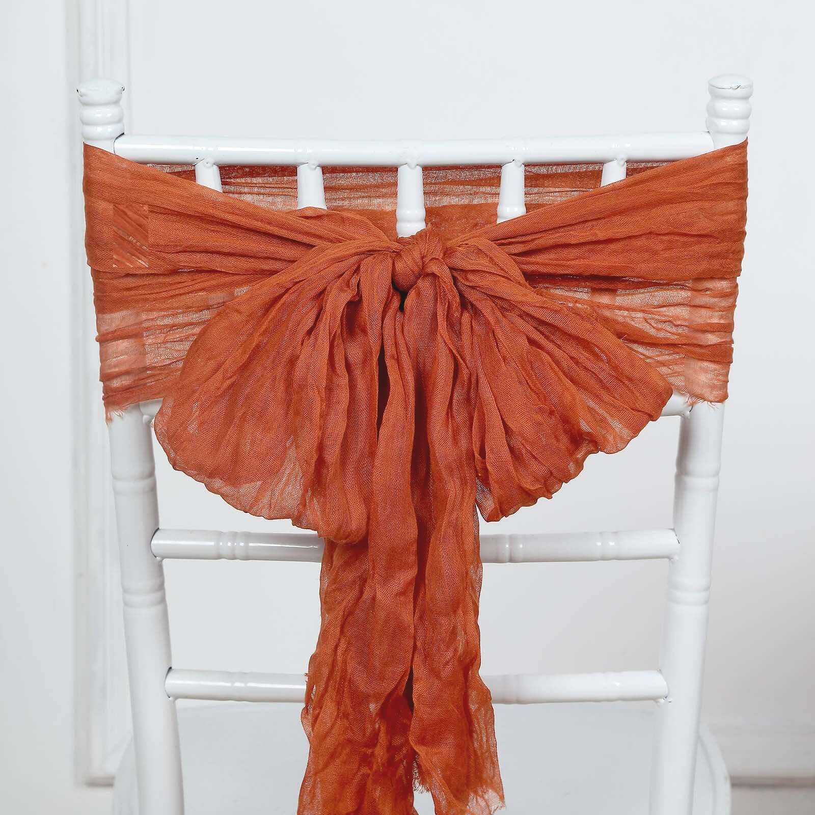 5 Pack Cheesecloth Gauze 16x88 Chair Sashes Terracotta (Rust) - Boho Chair Decorations