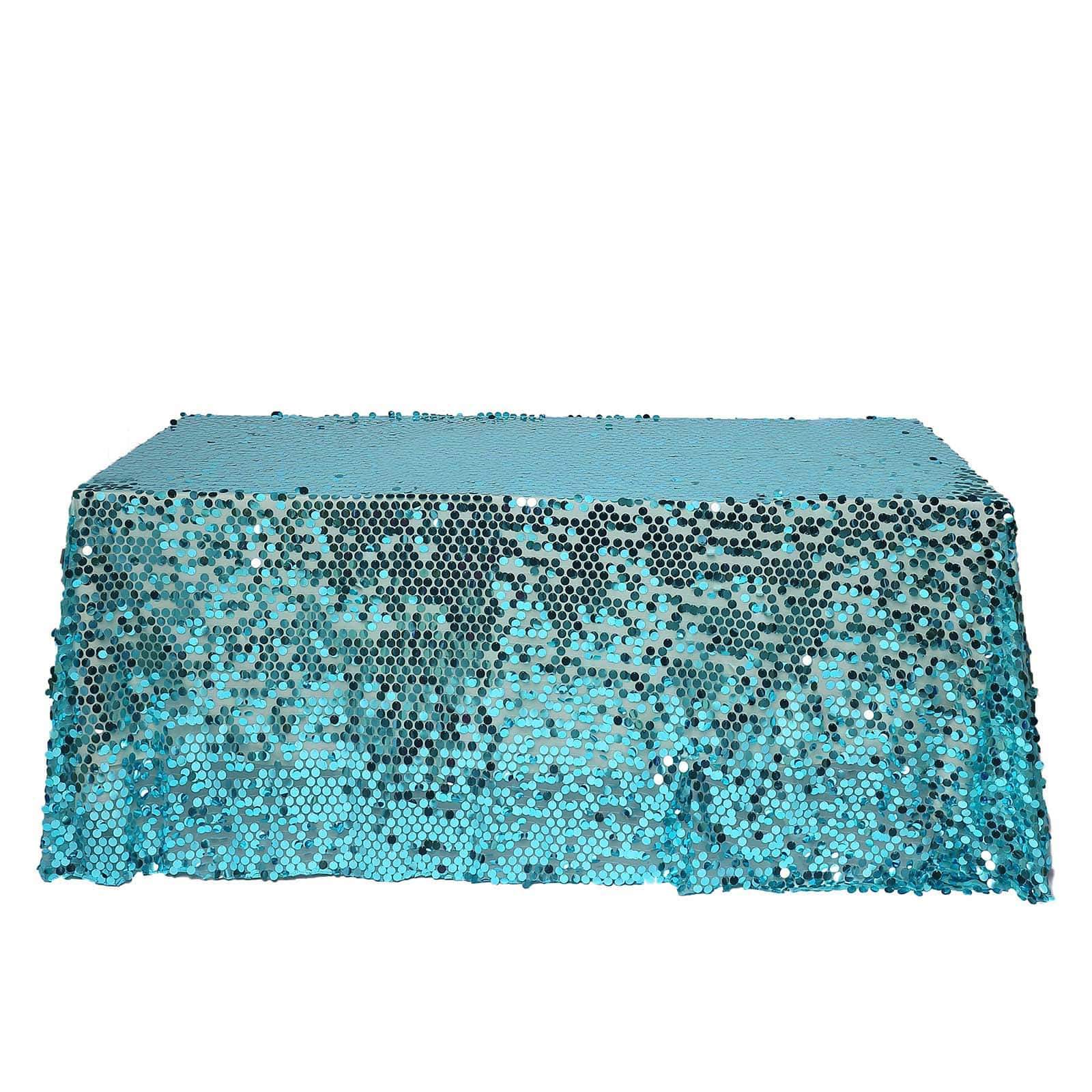 Sequin 90x132 Rectangle Tablecloth Turquoise - Seamless Big Payette Table Cover