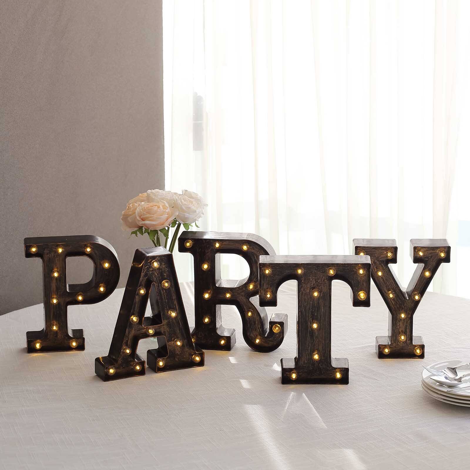 LED Marquee Letter T Industrial Style Antique Black - Light-Up Alphabet Sign for Weddings & Displays 9