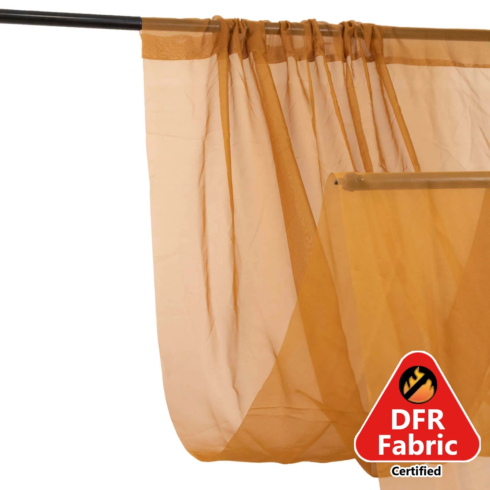 10ftx30ft Gold Sheer Ceiling Drape Curtain Panels Durable Flame Resistant Fabric