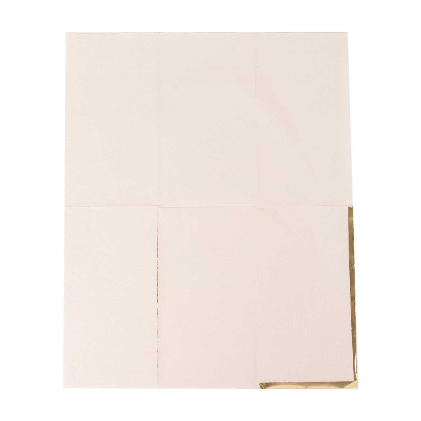 50-Pack Paper Dinner Napkins Blush with Gold Foil Edge 2 Ply - Stylish Disposable Napkins