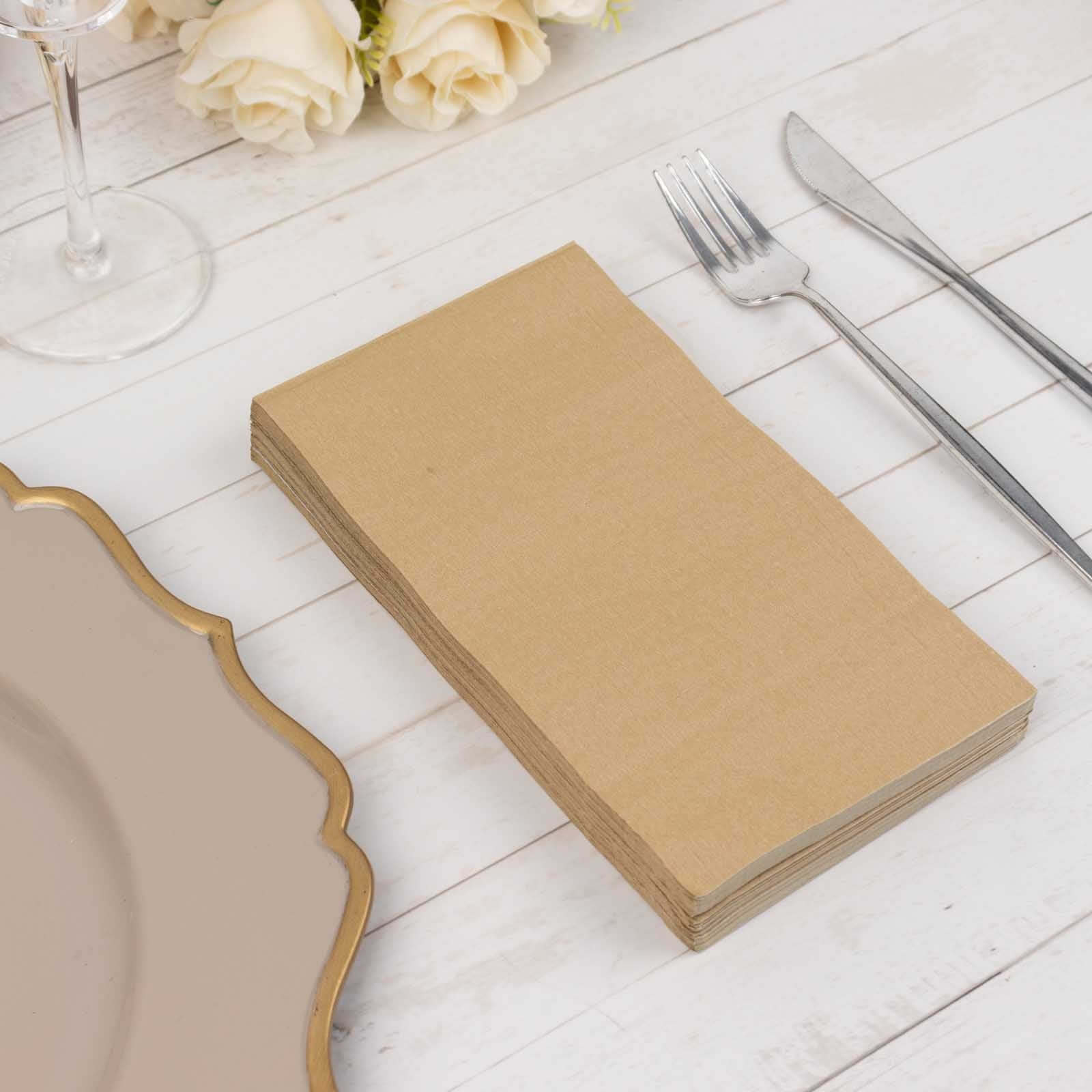 50-Pack Paper Napkins Soft Natural - Disposable 2-Ply Cocktail and Beverage Napkins for Weddings