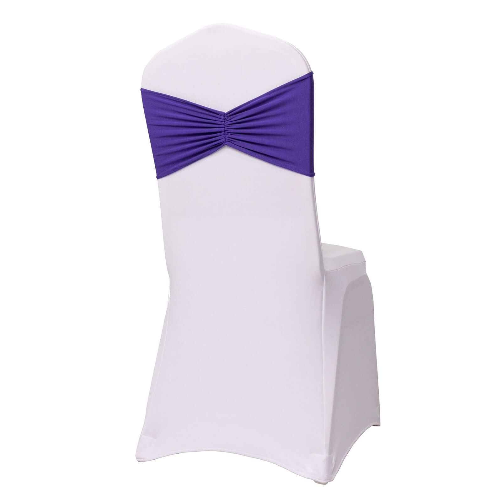 5 Pack Spandex Chair Sashes Purple Ruffled Style - Wide Easy to Use Stretch Chair Bands 8x13