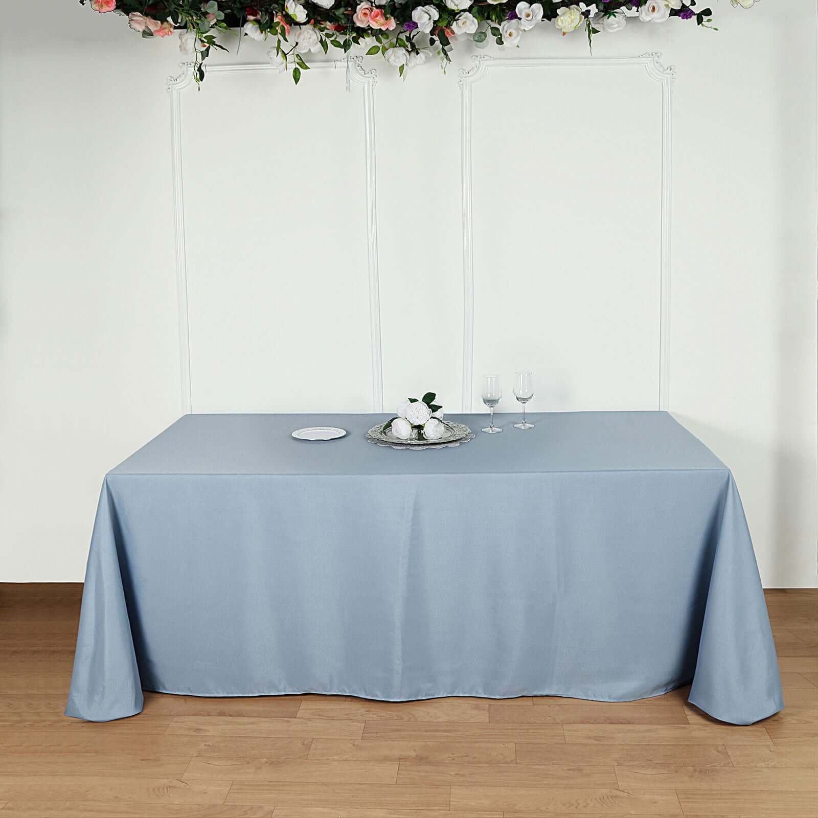 Polyester 90x132 Rectangle Tablecloth Dusty Blue - Seamless Wrinkle-Resistant Table Cover