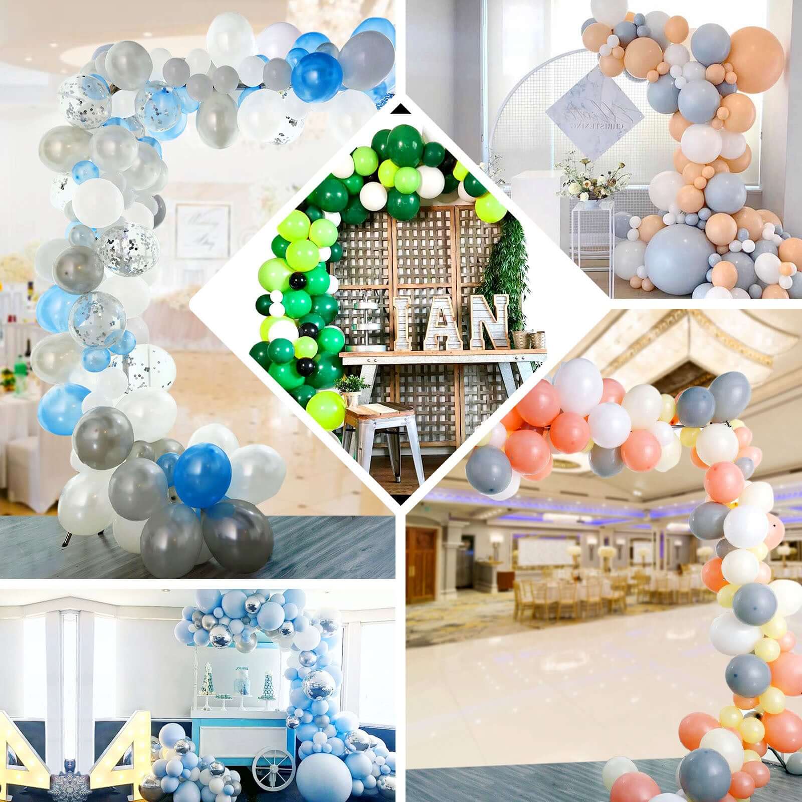 100 Pack Gold, White and Silver DIY Balloon Garland Arch Party Kit