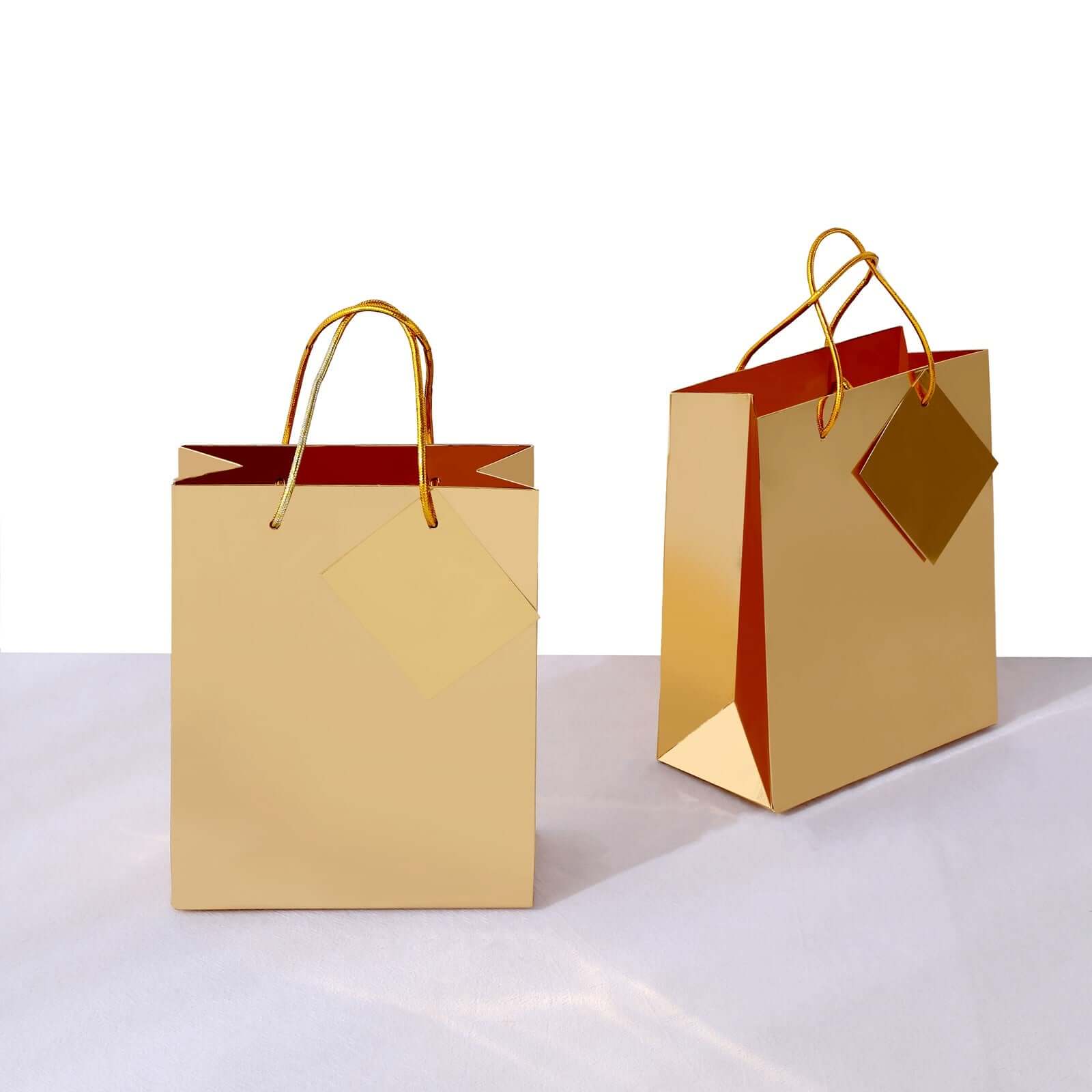 12 Pack Gold Foil Paper Party Favor Gift Bags with Handles, Shiny Metallic Euro Tote Bags - 7