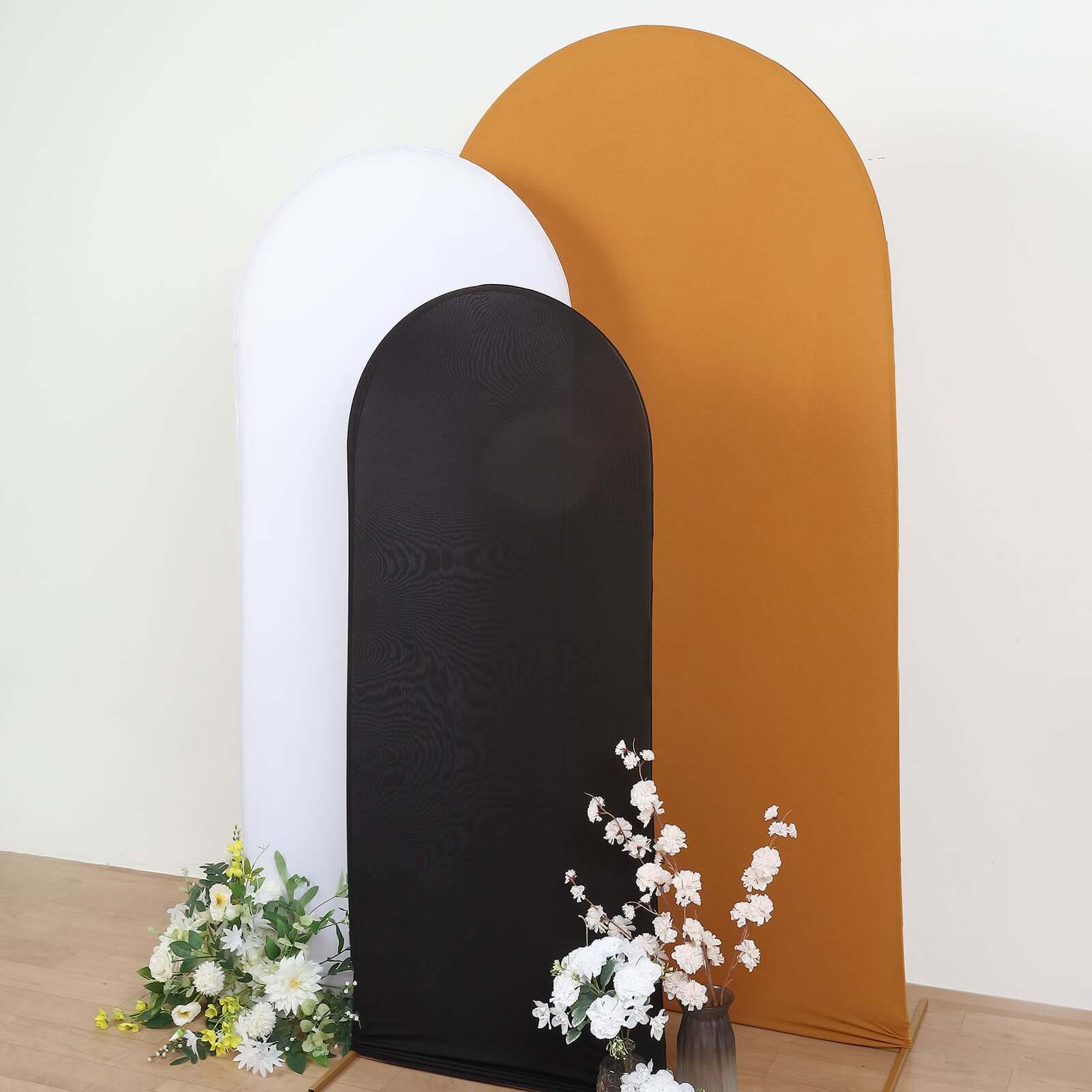 5ft Matte Black Spandex Fitted Chiara Backdrop Stand Cover For Round Top Wedding Arch