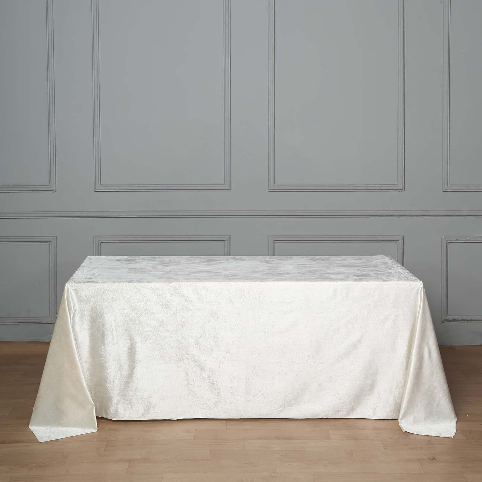 Premium Velvet 90x132 Rectangle Tablecloth Ivory - Reusable Soft & Seamless Table Cover