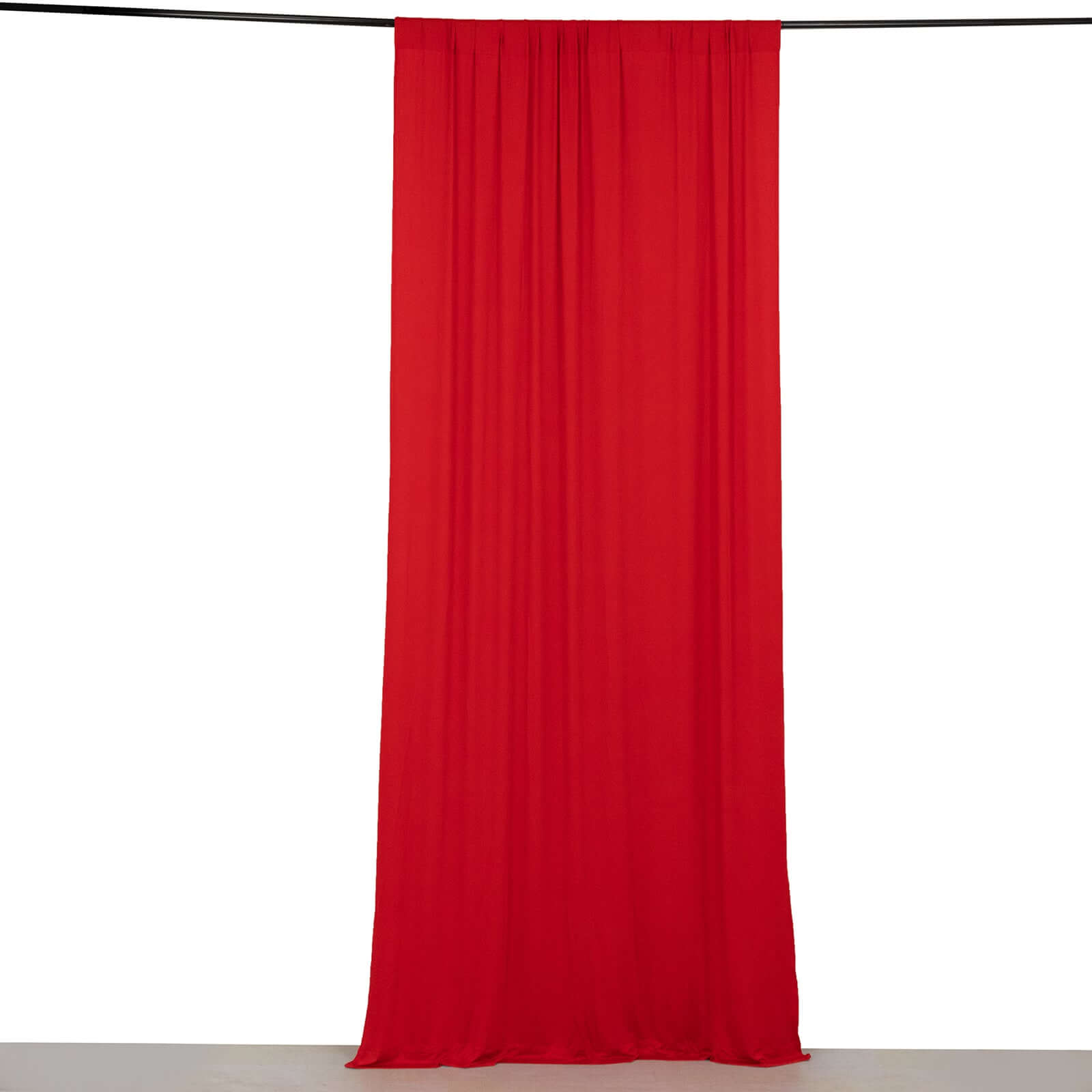 Red 4-Way Stretch Spandex Event Curtain Drapes, Wrinkle Free Backdrop Event Panel with Rod Pockets - 5ftx10ft