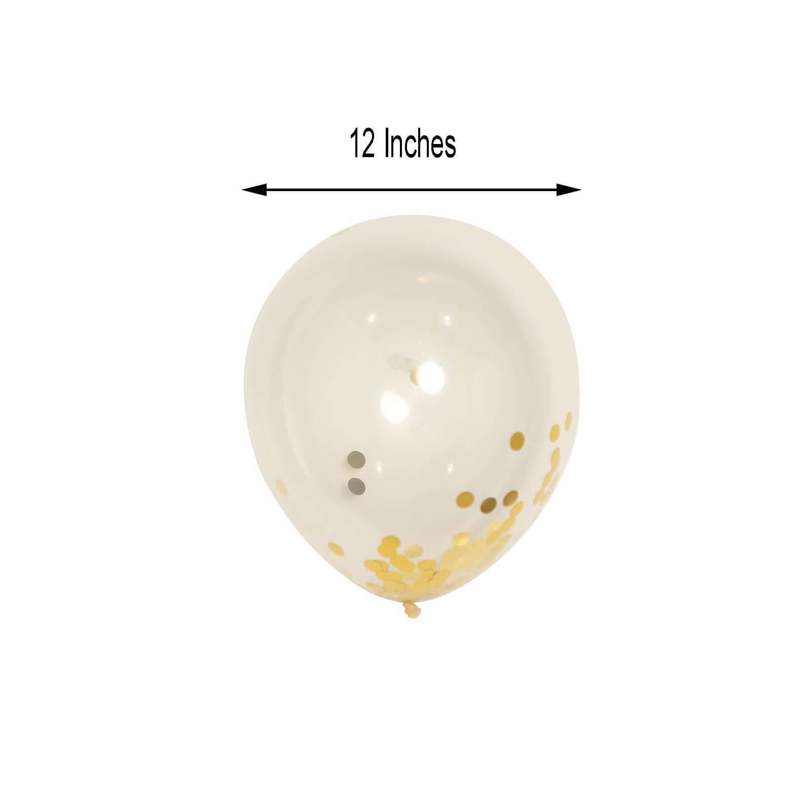 10 Pack 12 Clear Gold Confetti Filled Latex Helium or Air Balloons