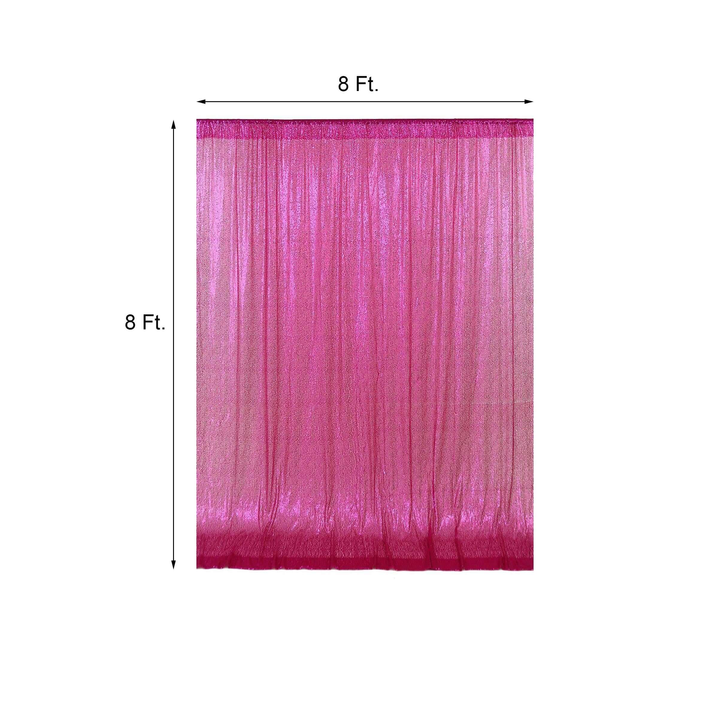 8ftx8ft Fuchsia Sequin Event Curtain Drapes, Backdrop Event Panel