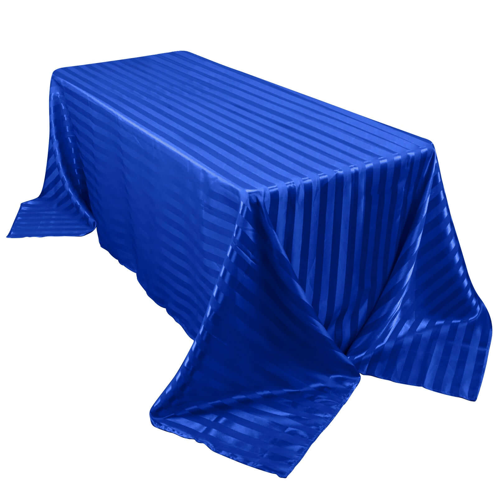 Satin Striped 90x132 Rectangular Tablecloth Royal Blue Satin Stripe - Seamless Silky Smooth Table Cover