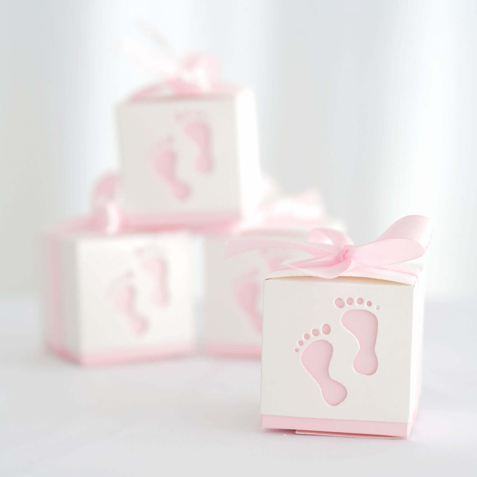 25 Pack 2 Pink Footprint Baby Shower Party Favor Candy Gift Boxes