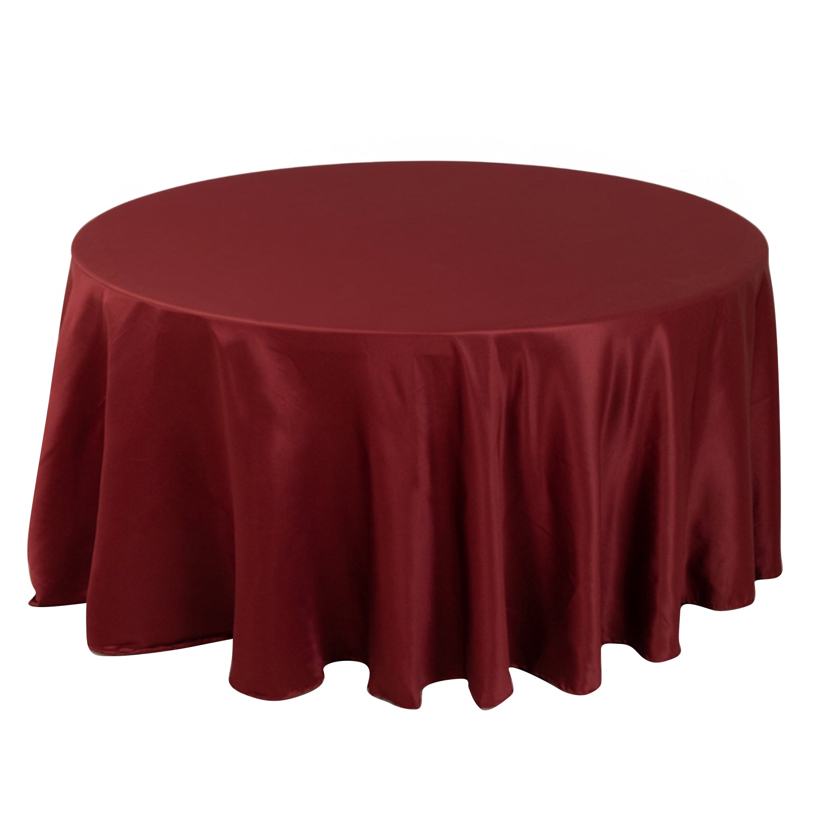 Lamour Satin 120 Round Tablecloth Burgundy - Seamless Table Cover with Soft Tempered Sheen