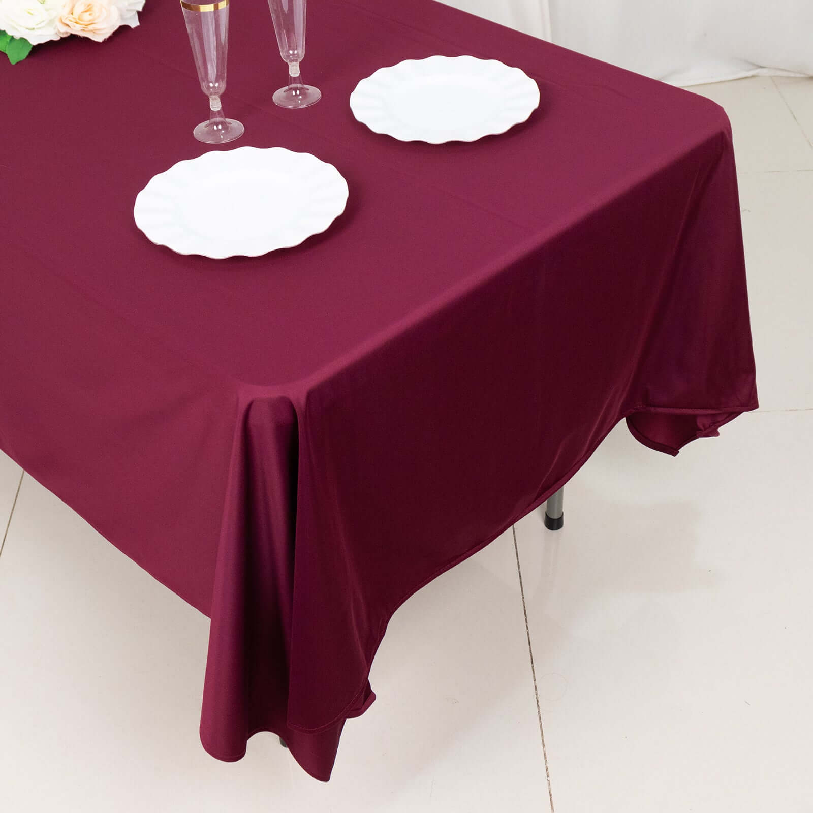 Premium Scuba Rectangular 60x102 Tablecloth Burgundy - Wrinkle Free & Stain Resistant Table Cover