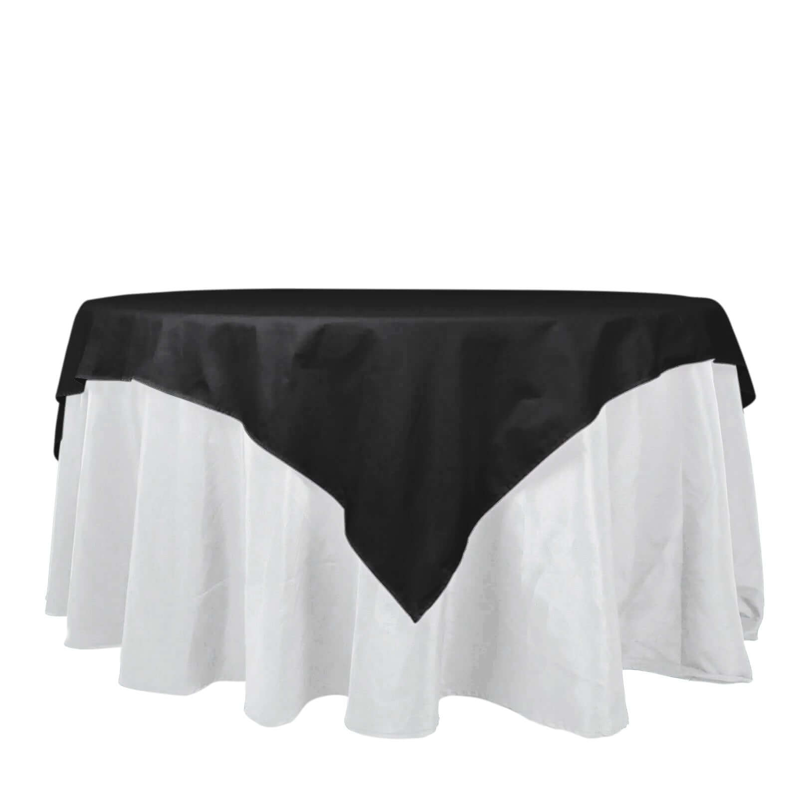 100% Cotton 70x70 Table Overlay Square Tablecloth Black Linen - Soft & Breathable Fabric Table Topper