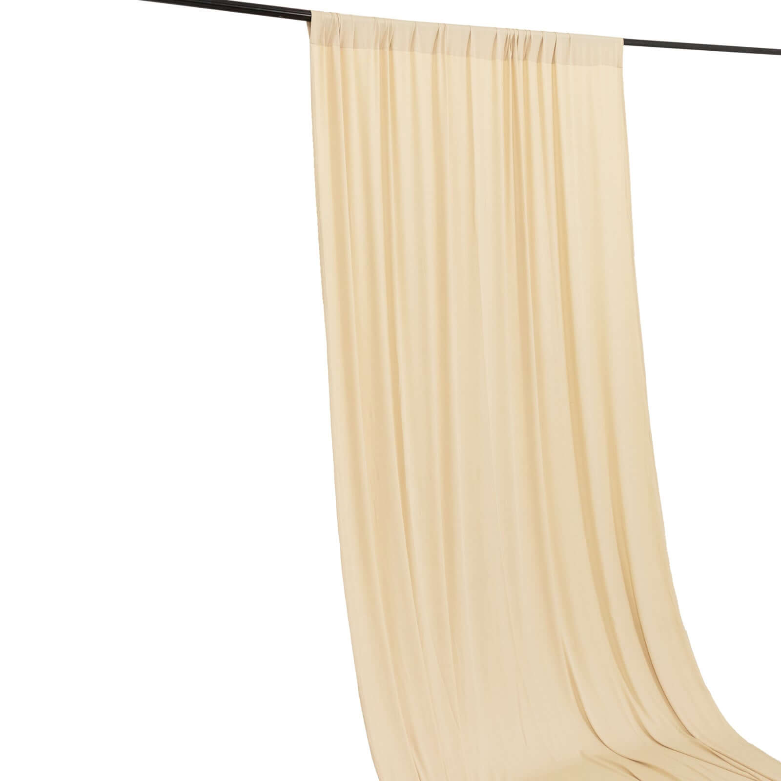 Beige 4-Way Stretch Spandex Event Curtain Drapes, Wrinkle Free Backdrop Event Panel with Rod Pockets - 5ftx18ft