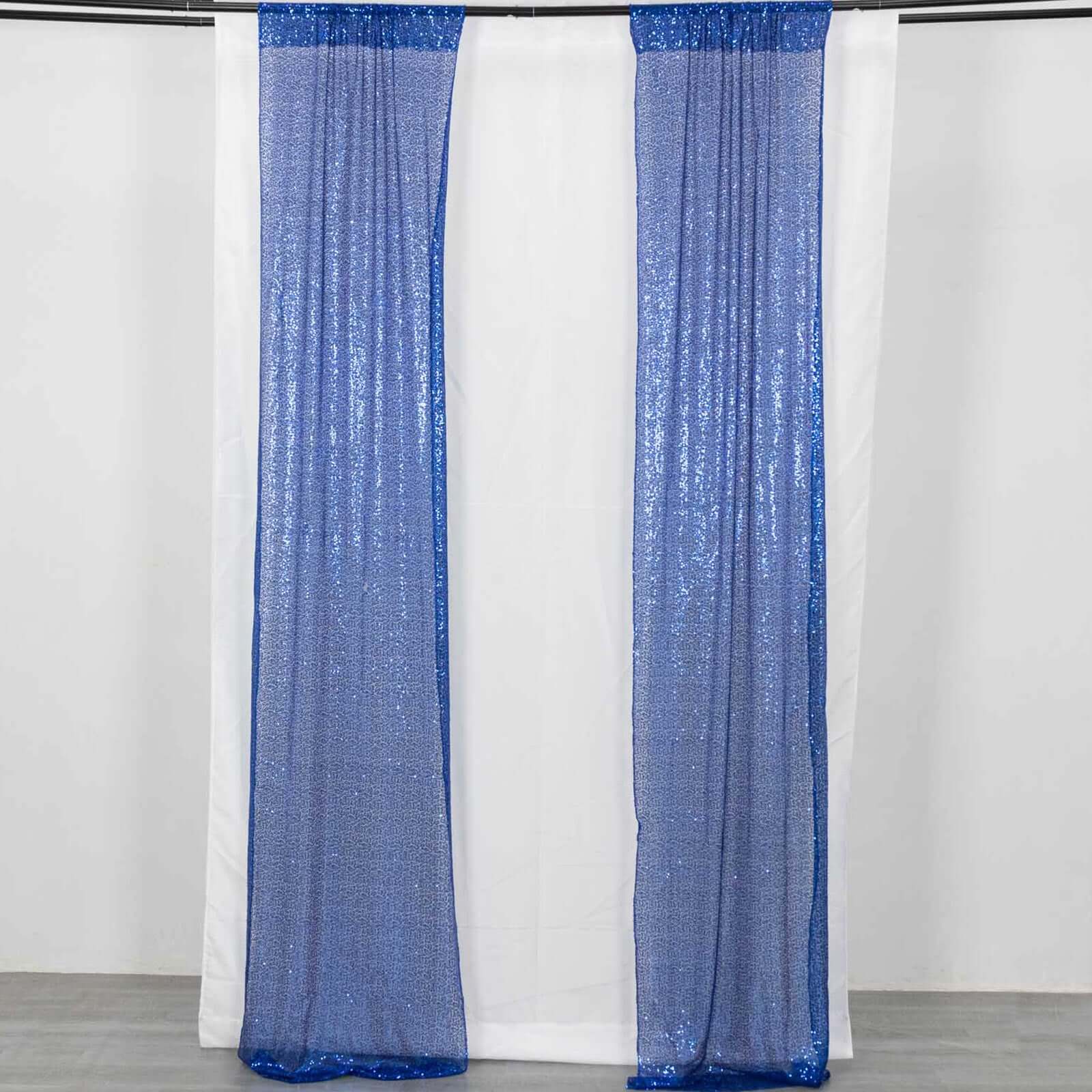 2 Pack Royal Blue Sequin Event Curtain Drapes with Rod Pockets, Seamless Backdrop Event Panels - 8ftx2ft