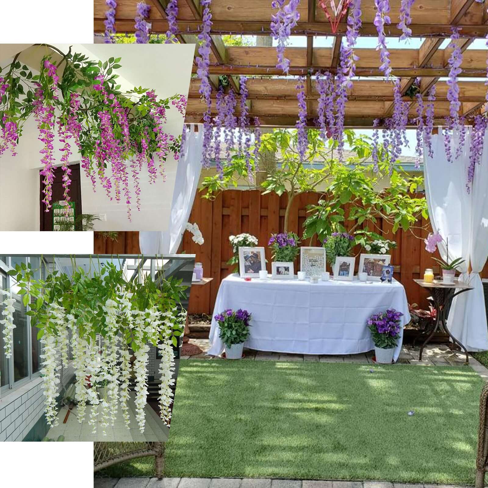 42 Silk Hanging Wisteria Flower Garland Vines in Lavender Lilac, Elaborated 5 Full Strands in 1 Bush