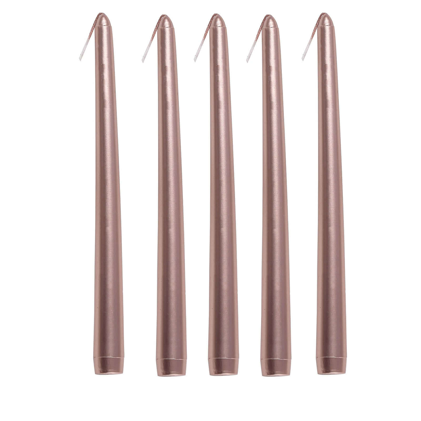 12-Pack Taper Candles Premium Wax Design Metallic Rose Gold - Unscented Candles for Upscale Settings 10