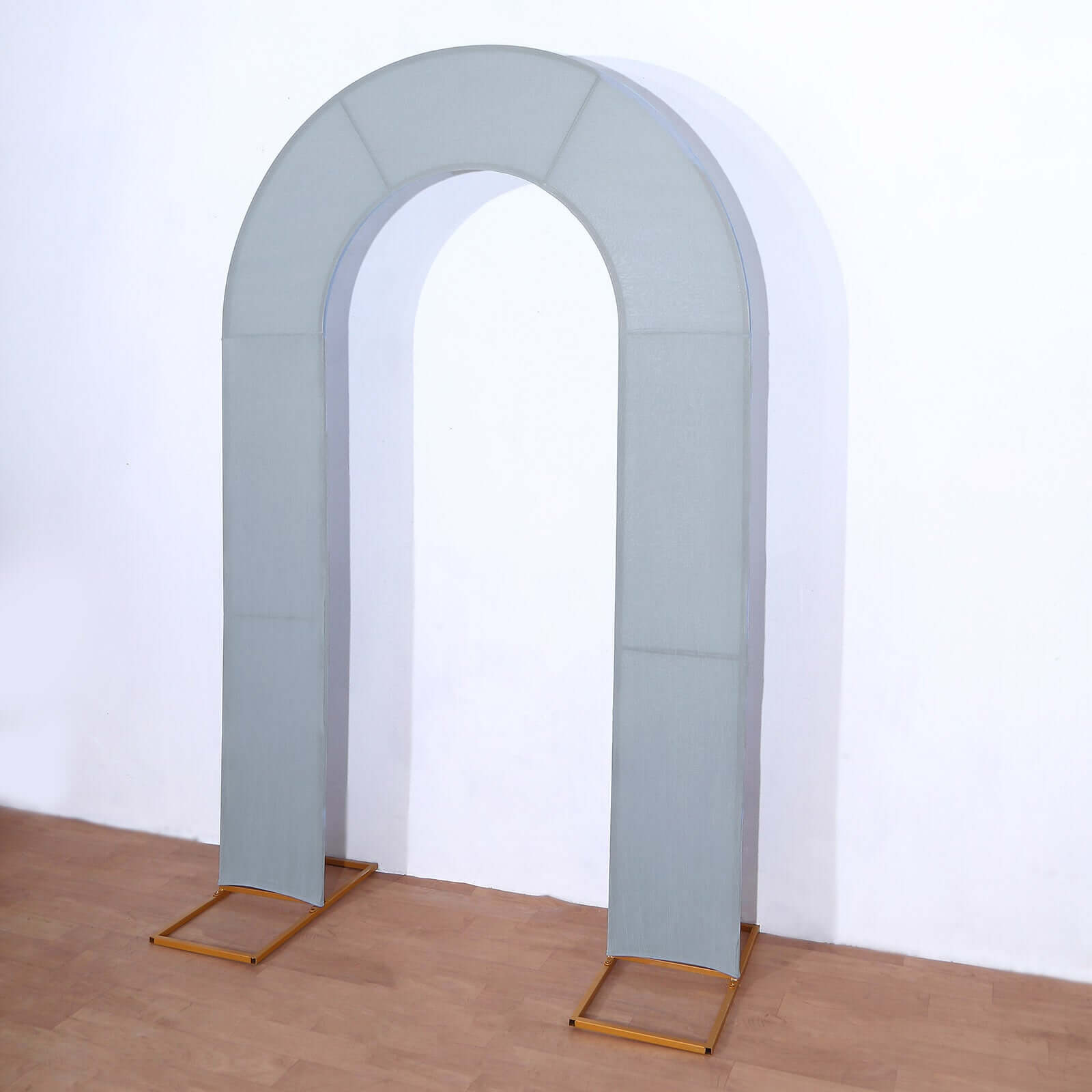 8ft Dusty Blue Spandex Fitted Open Arch Wedding Arch Cover, Double-Sided U-Shaped Backdrop Slipcover