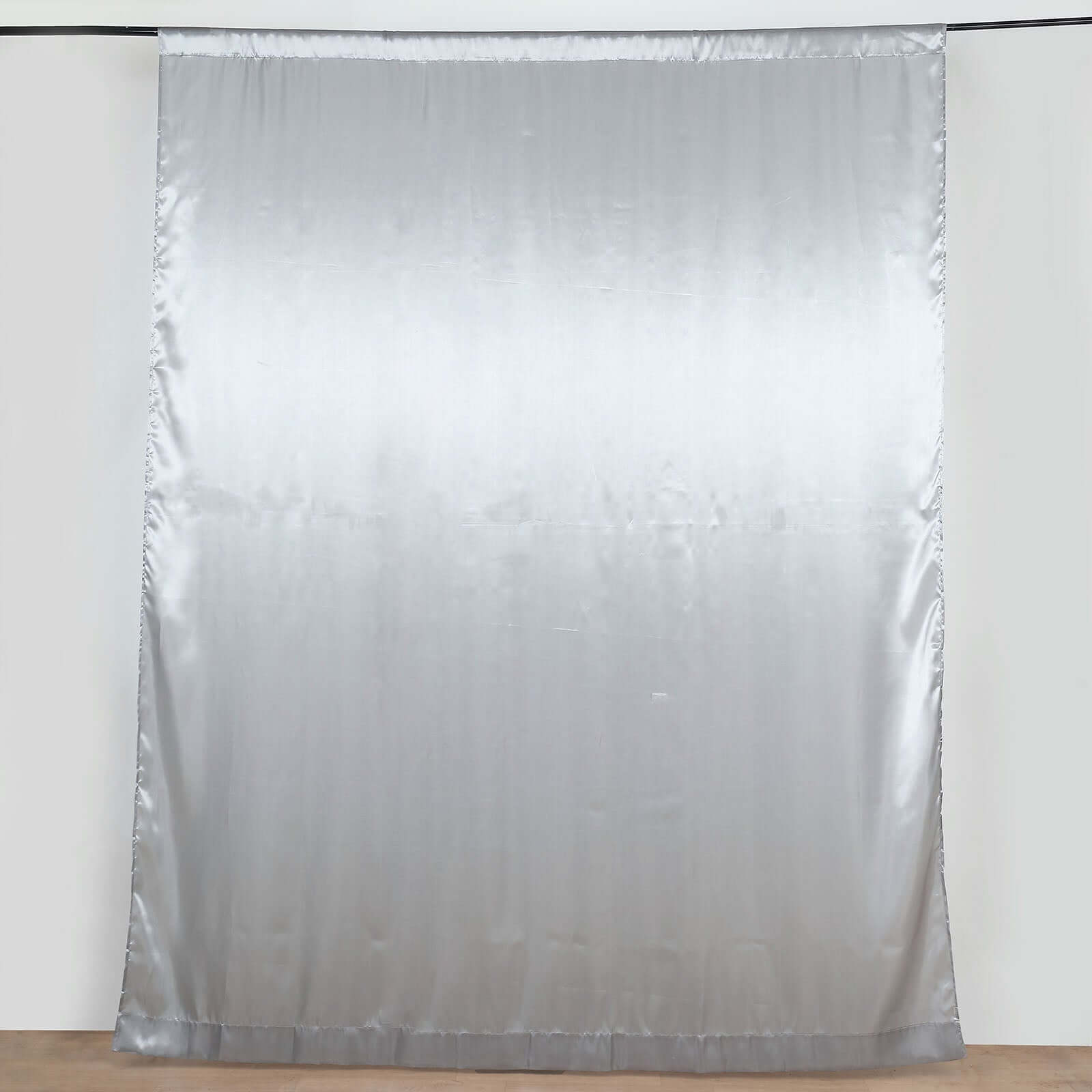 8ftx10ft Silver Satin Event Curtain Drapes, Backdrop Event Panel