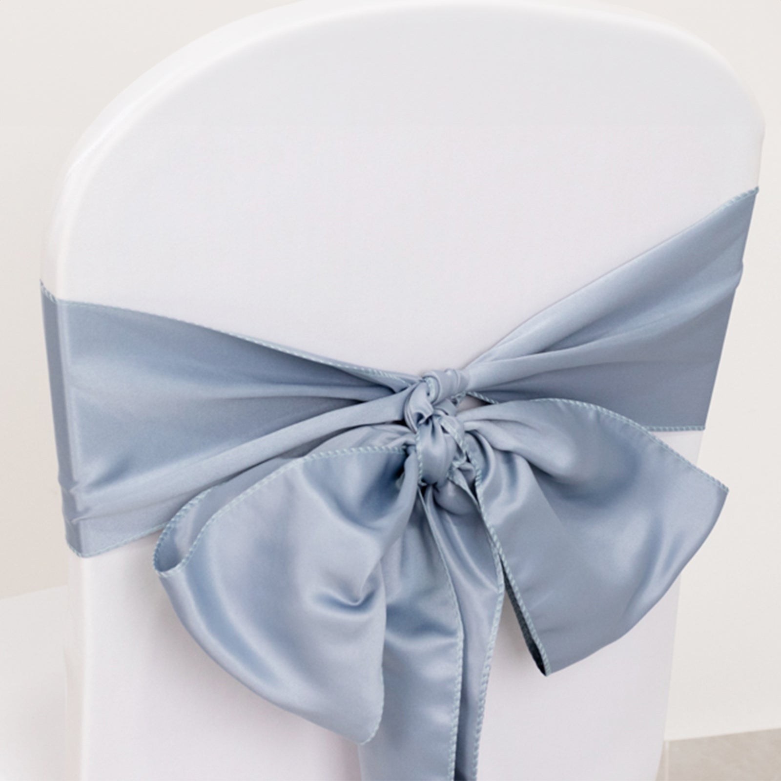 5 Pack Lamour Satin 6x106 Chair Sashes Dusty Blue - Stylish Reusable Decorative Bows