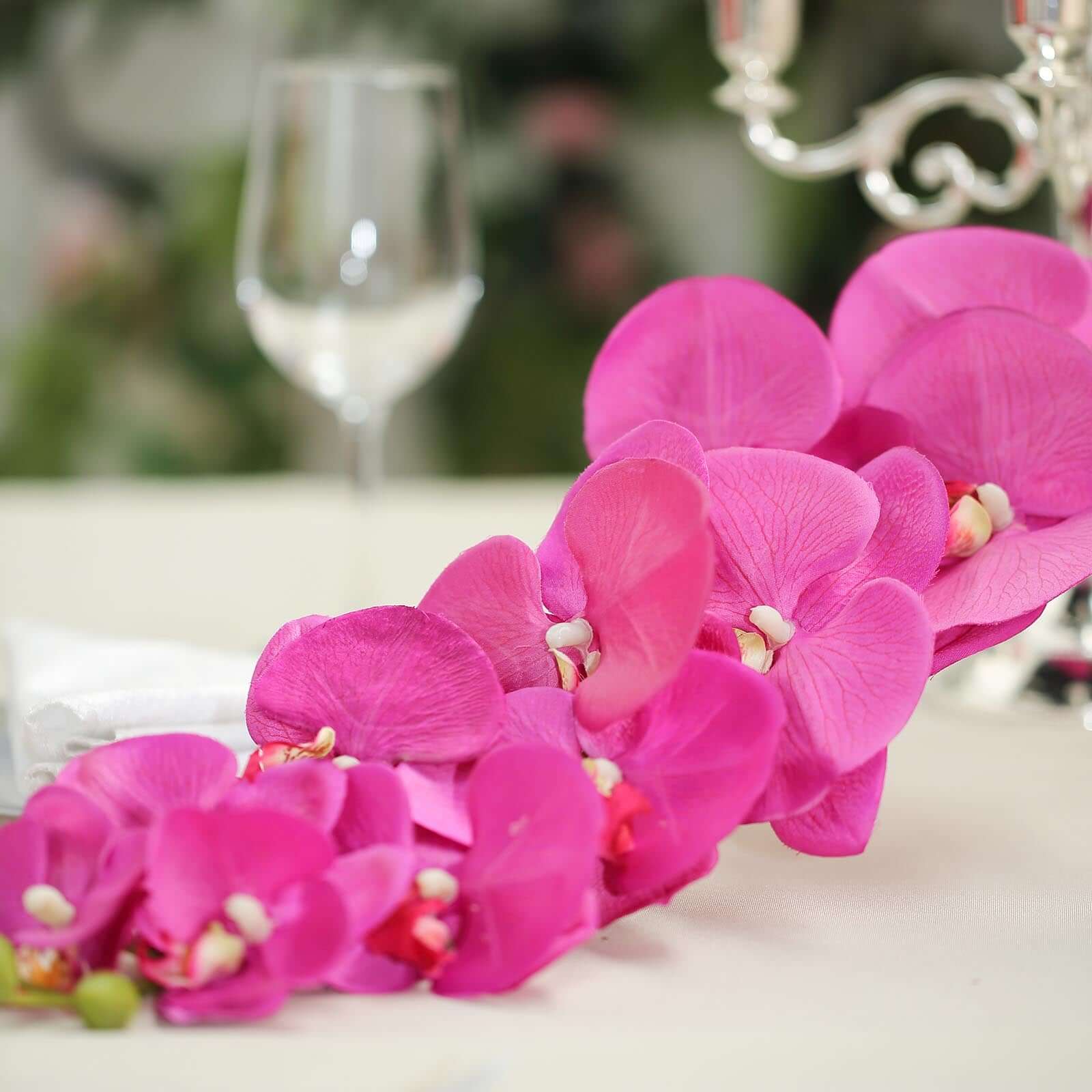 2 Stems 40 Tall Fuchsia Artificial Silk Orchid Flower Bouquets