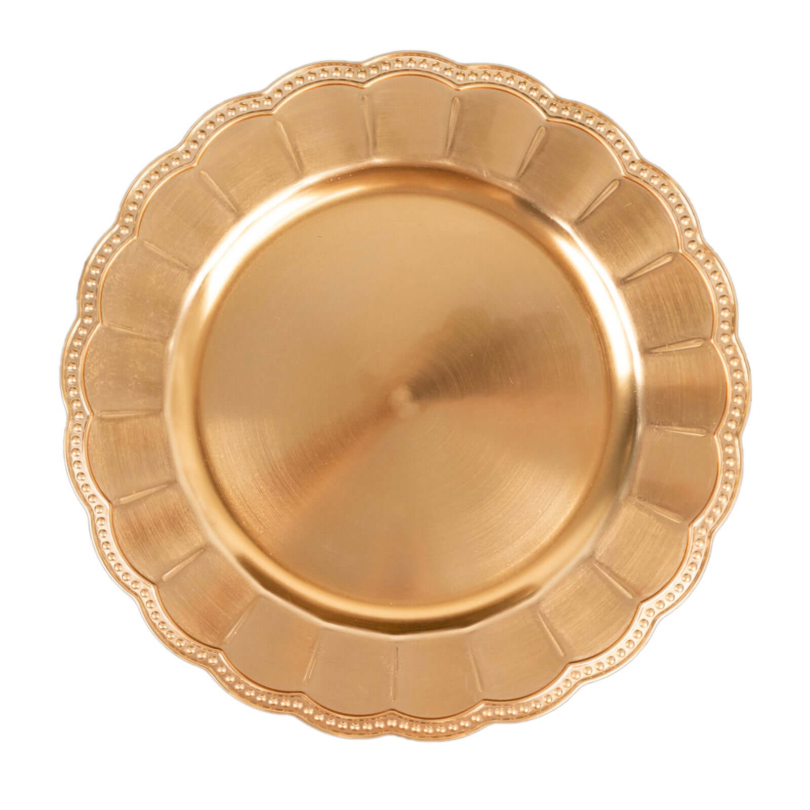 6-Pack Acrylic Round Charger Plates 13 in Metallic Gold with Beaded Sunflower Rim, Plastic Dinner Party Charger Tableware