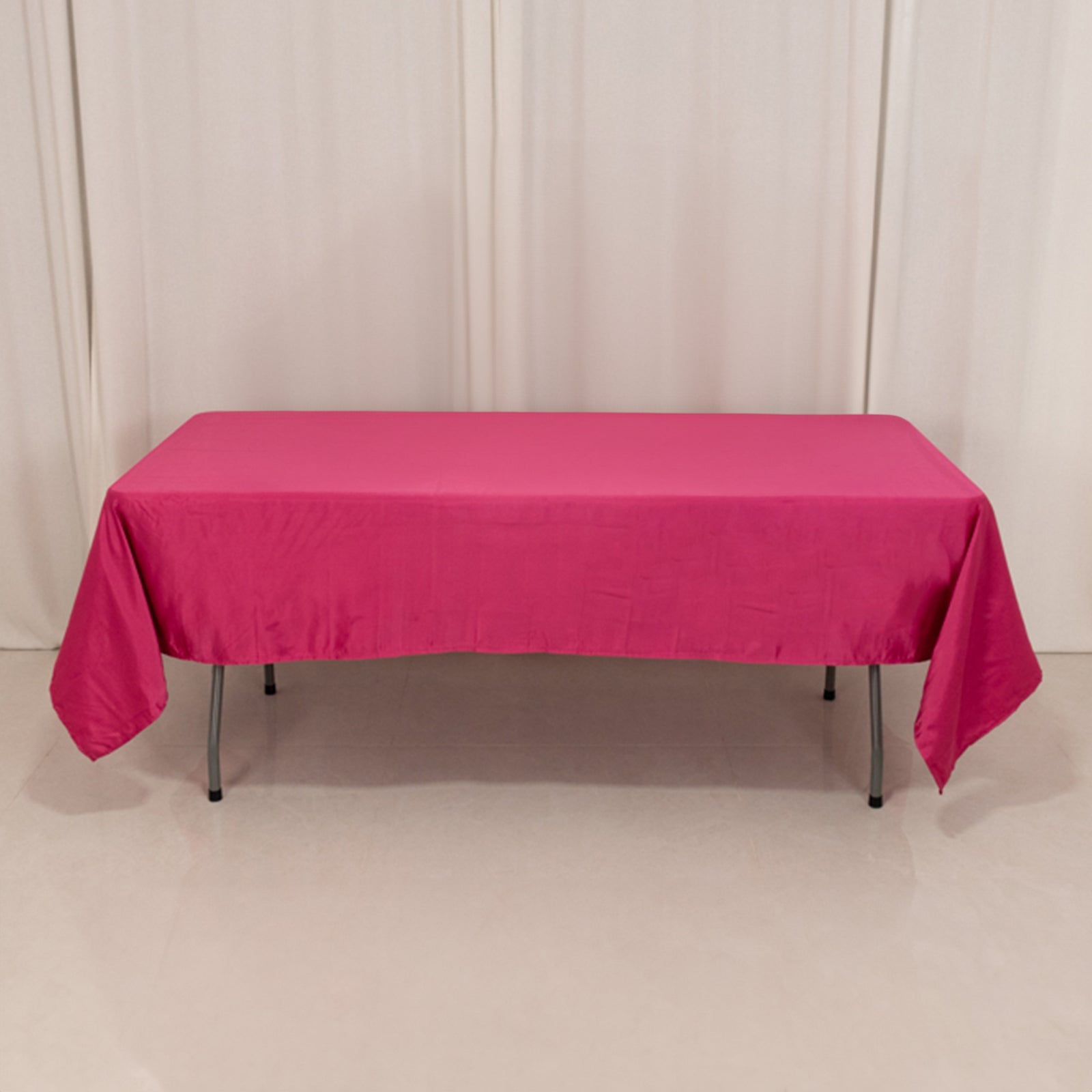 Lamour Satin 60x102 Rectangle Tablecloth Fuchsia - Durable & Silky Soft Feel Table Cover