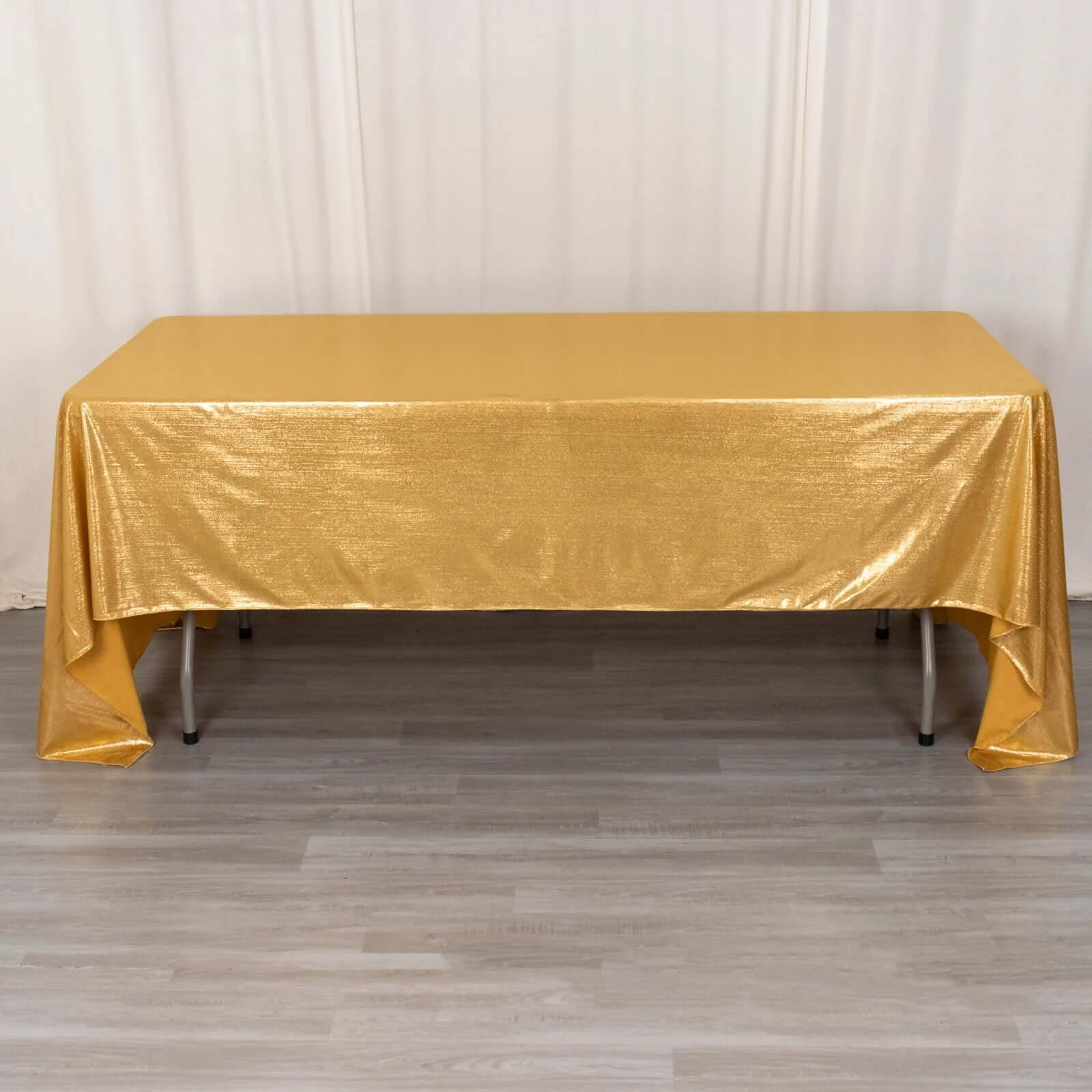 Sequin Dots Polyester 60x126 Rectangle Tablecloth Shimmering Gold - Wrinkle Free & Sparkling Table Cover for Stylish Event Decor