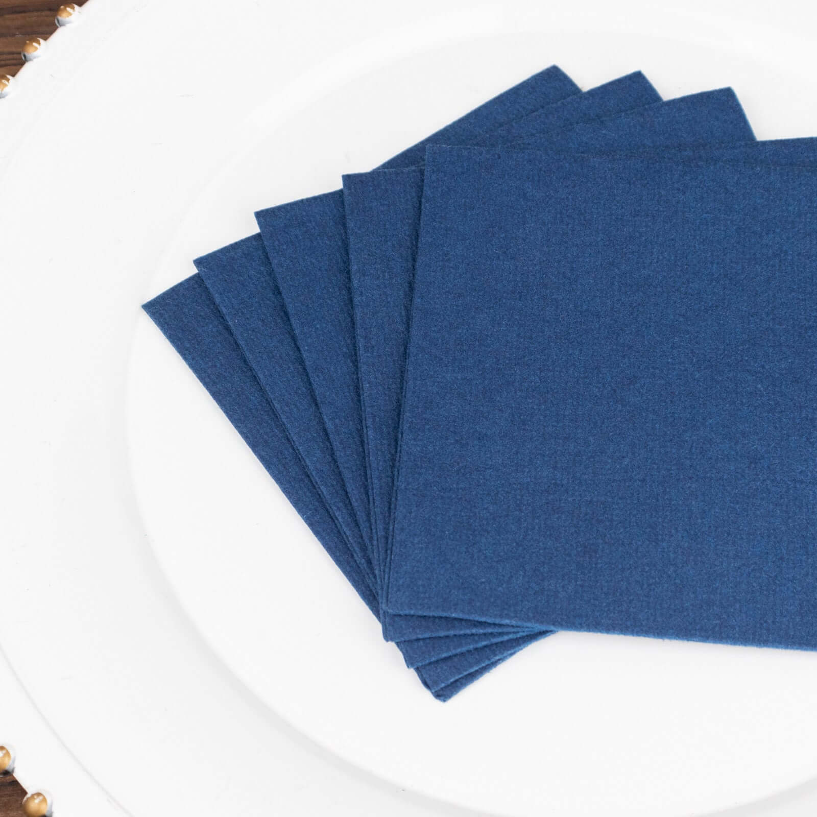 20-Pack Paper Linen-Like Cocktail Napkins Navy Blue - Disposable 5x5 Airlaid Soft Napkins