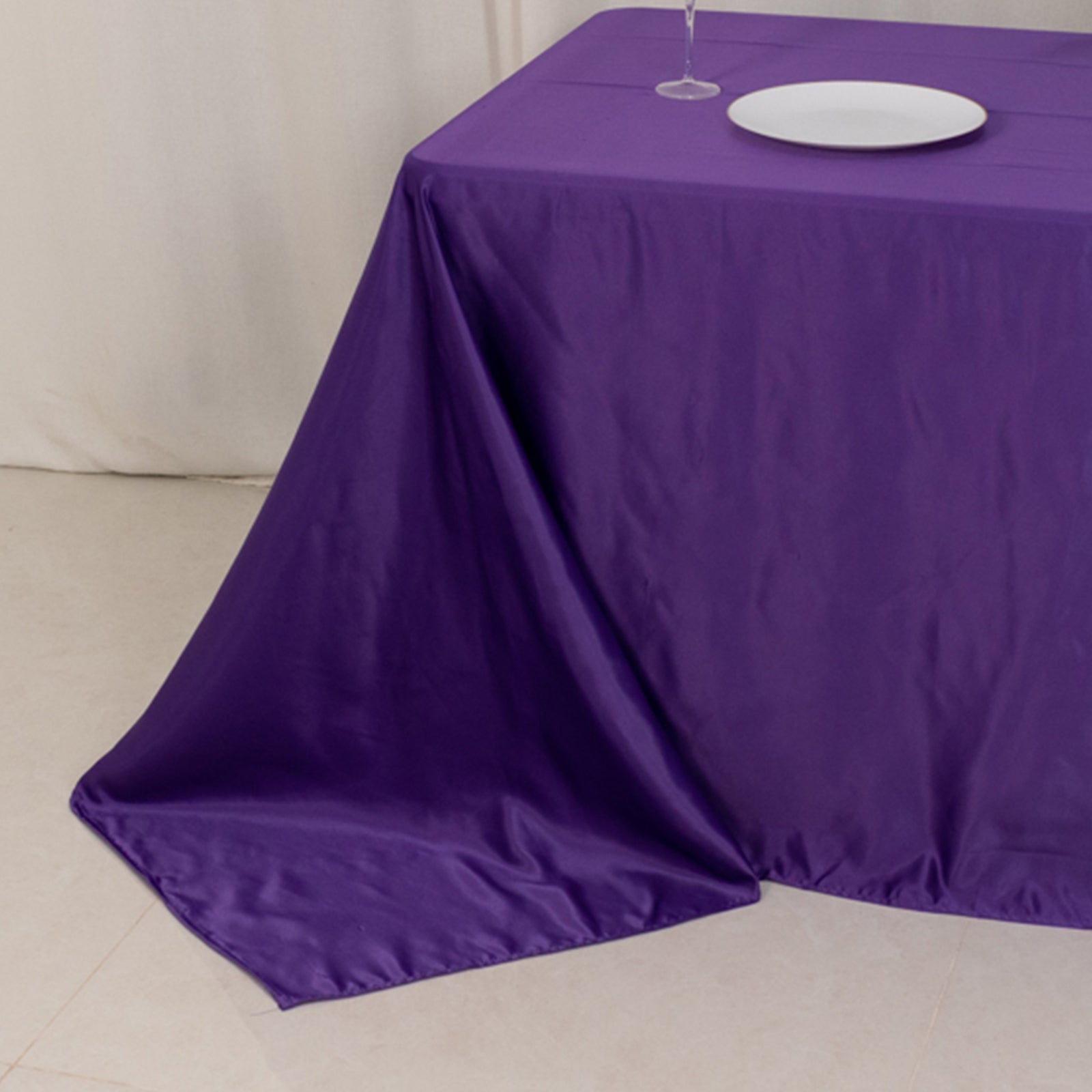 Lamour Satin 90x132 Rectangle Tablecloth Purple - Soft & Silk-Like Seamless Table Cover