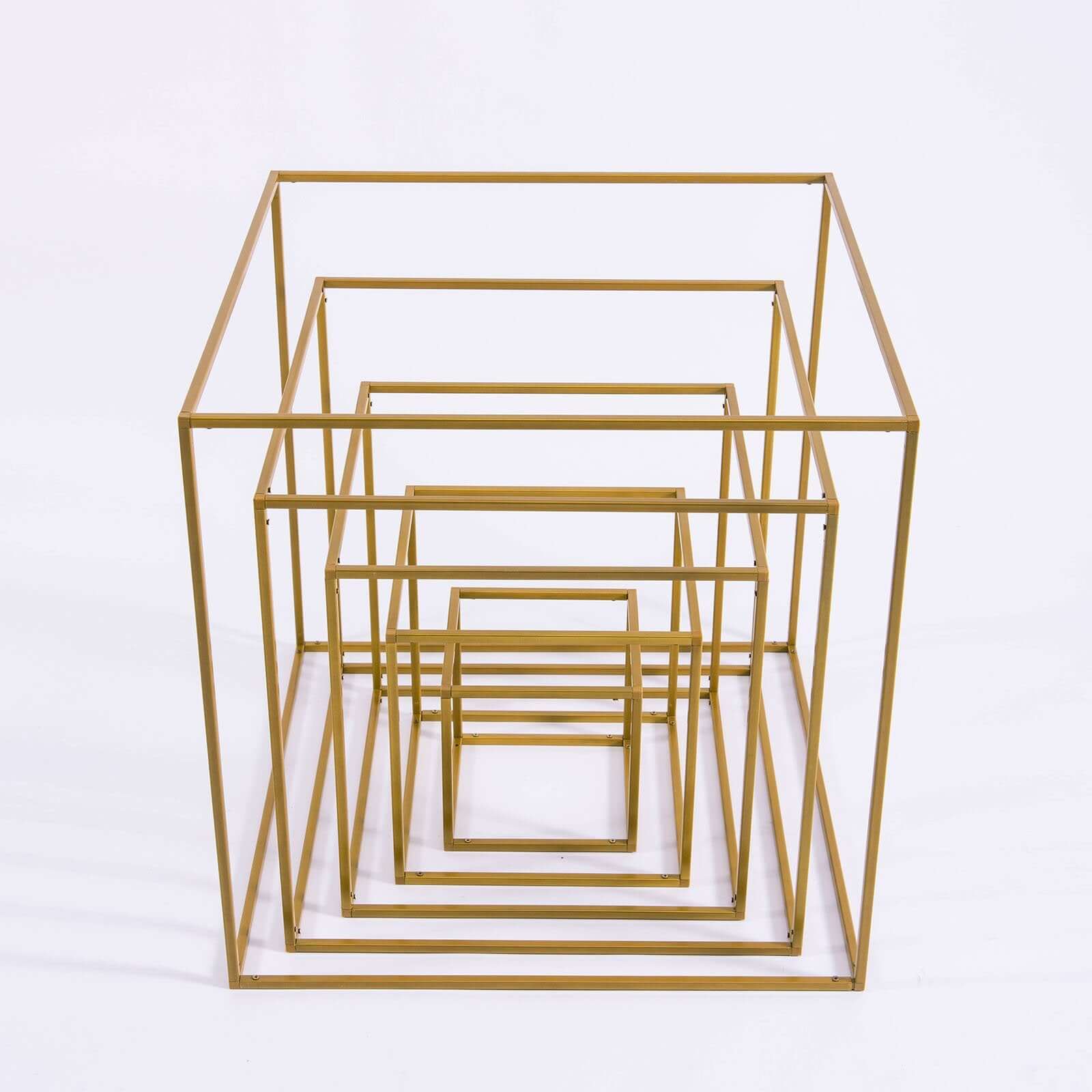 2-Pack Metal Flower Stands Gold Geometric Wedding Centerpieces Square Frame - Compact Design 8