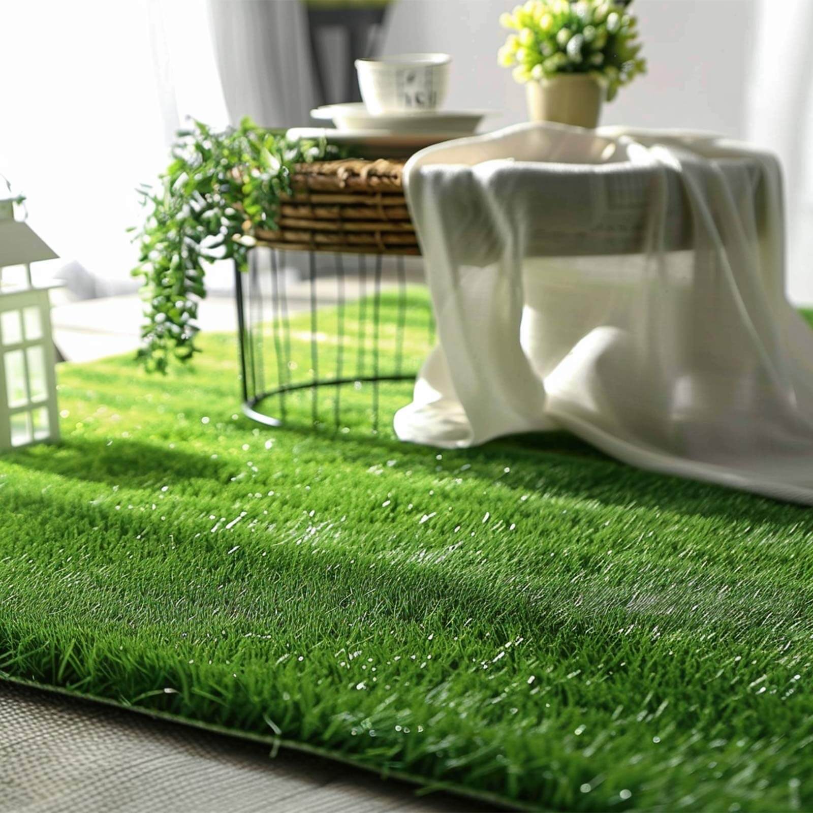 Synthetic Garden Mat Artificial Grass Rug Green - Versatile Landscape Turf for Indoor and Outdoor Use 5ftx3ft