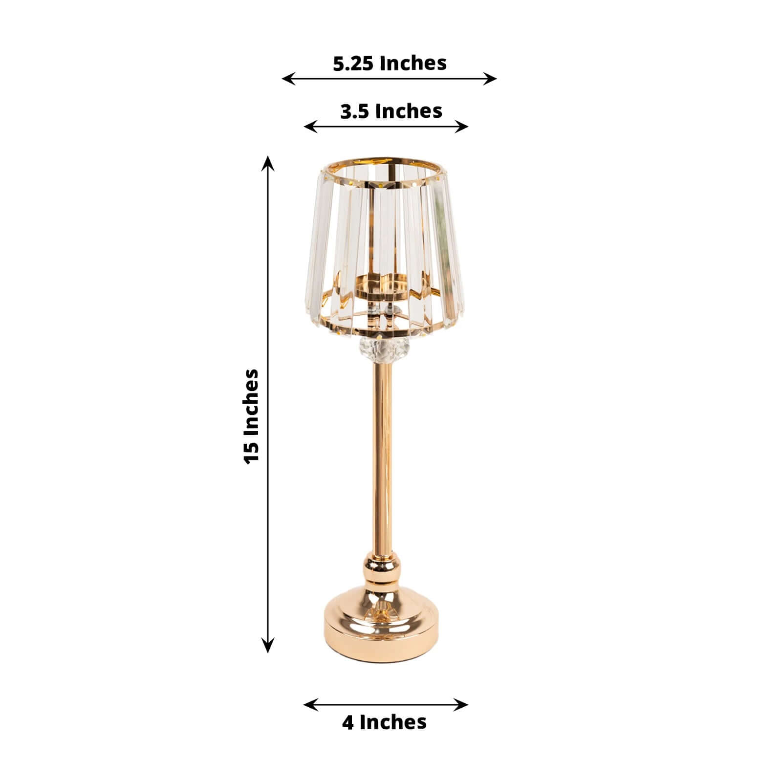 2-Pack 15 Crystal Pendant Candle Holders - Classic Empire Lamp Shade Style in Gold, Votive Candle Stand For Table Centerpieces