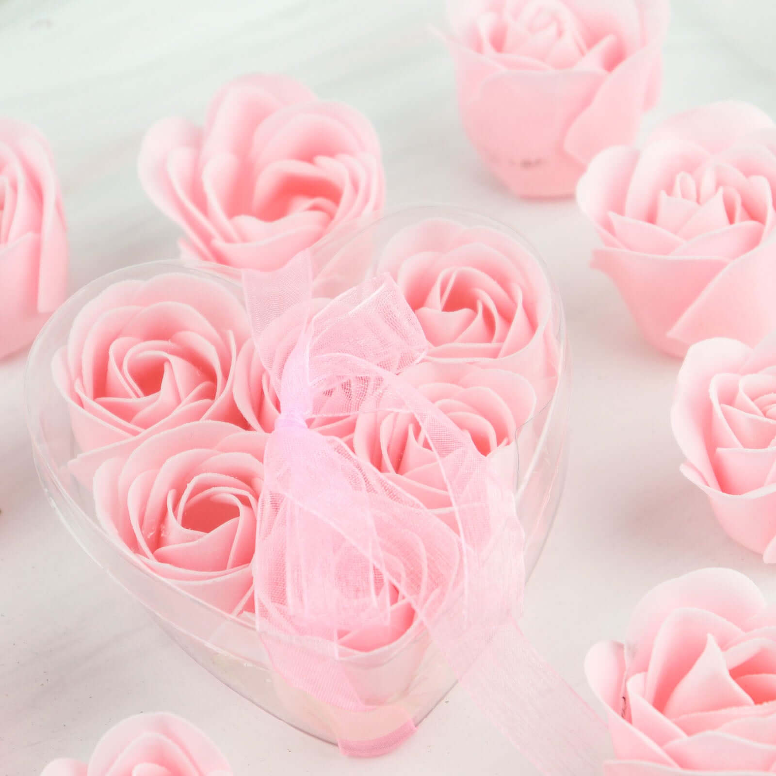 4 Pack 24 PCs Blush Scented Rose Soap Heart Shaped Party Favors With Gift Boxes And Ribbon