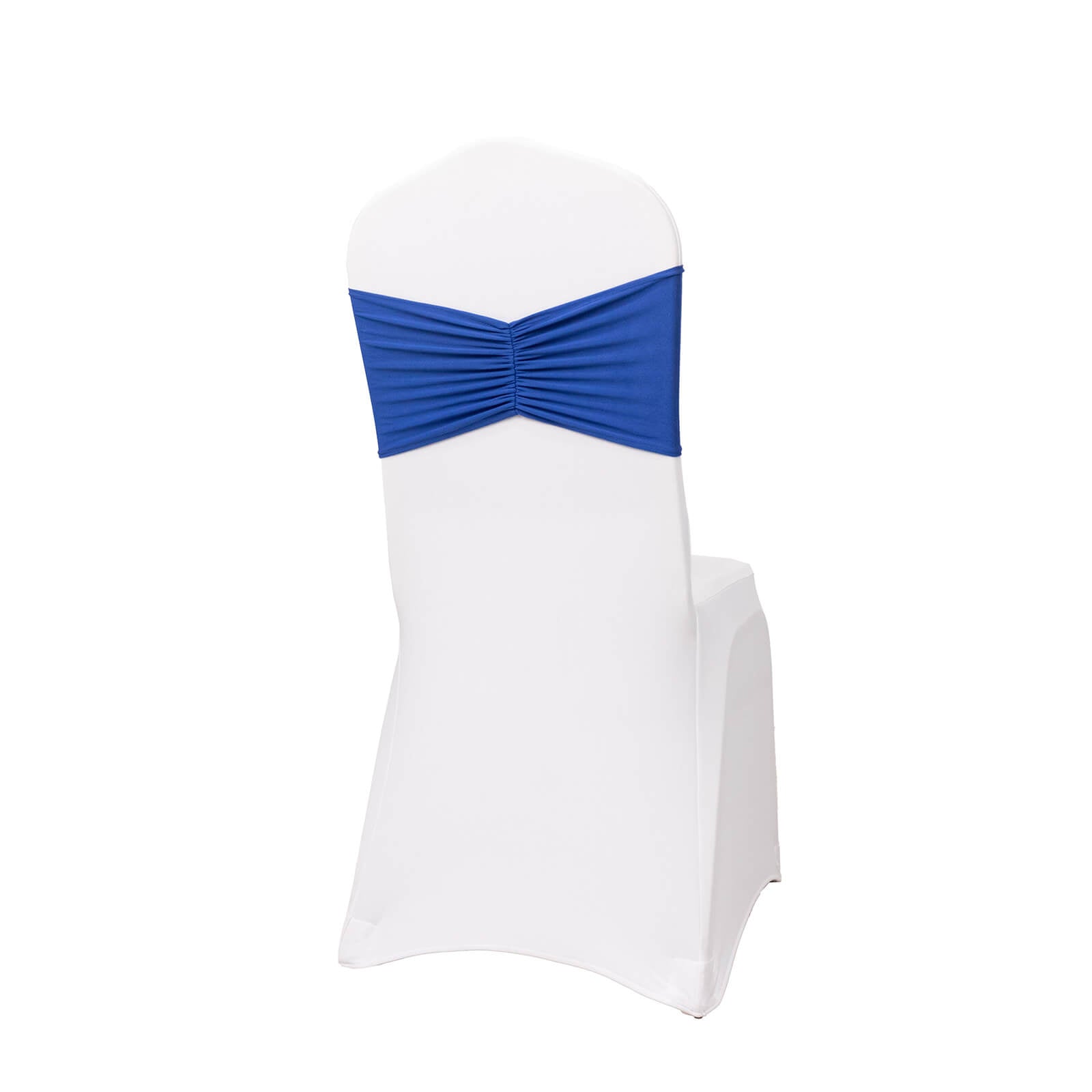 5 Pack Spandex Chair Sashes Royal Blue Ruffled Style - Wide Easy to Use Stretch Chair Bands 8x13