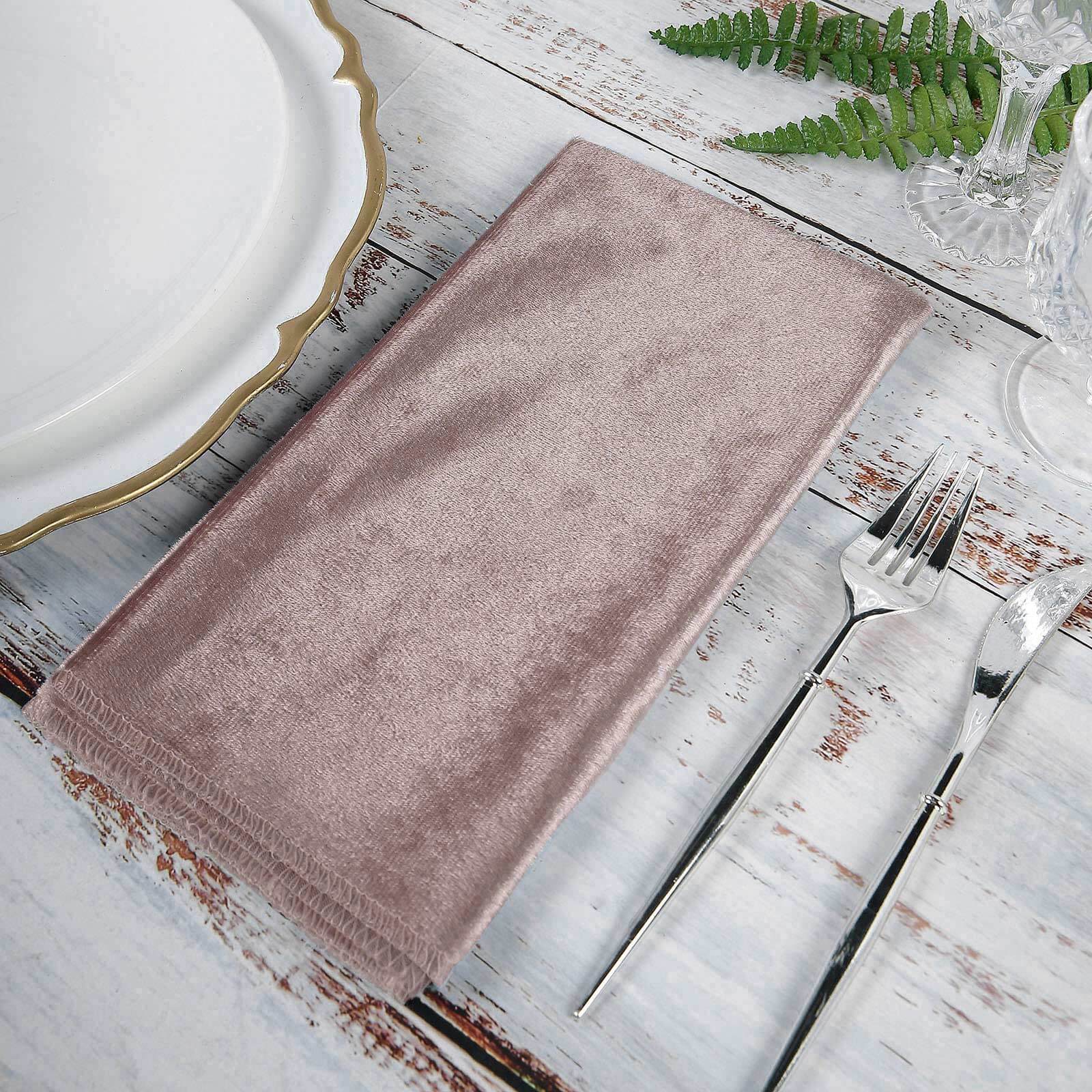 5 Pack Premium Velvet 20x20 Napkins Mauve - Soft Sheen Finish Cloth Napkins