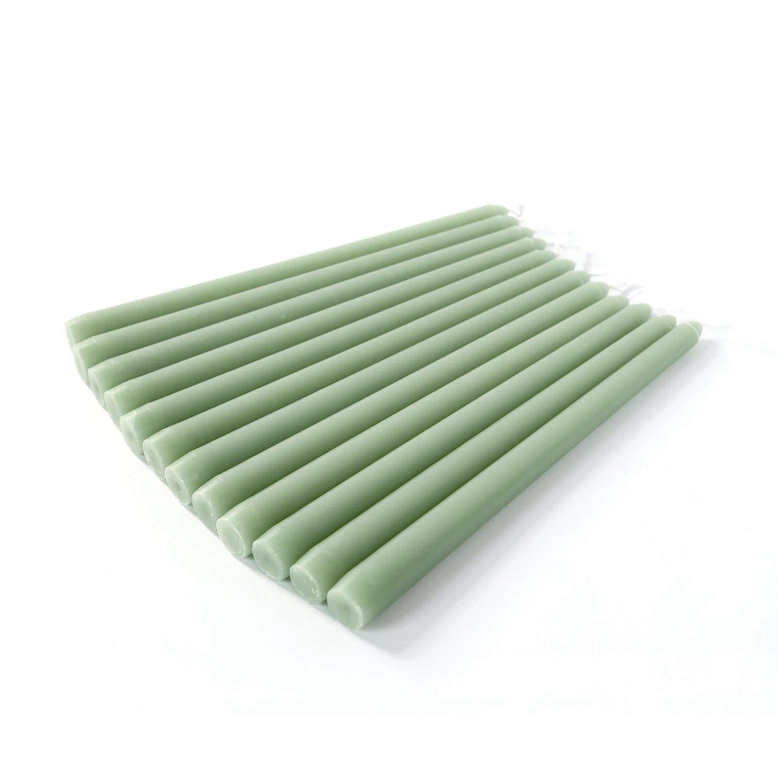 12-Pack Taper Candles Premium Wax Design Sage Green - Unscented Candles for Upscale Settings 10