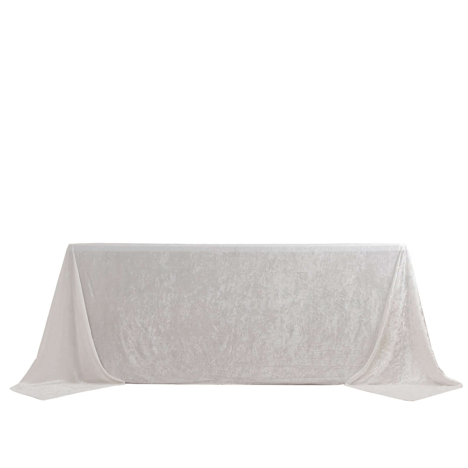 Premium Crushed Velvet 90x132 Rectangle Tablecloth White - Reusable Soft & Graceful Seamless Table Cover