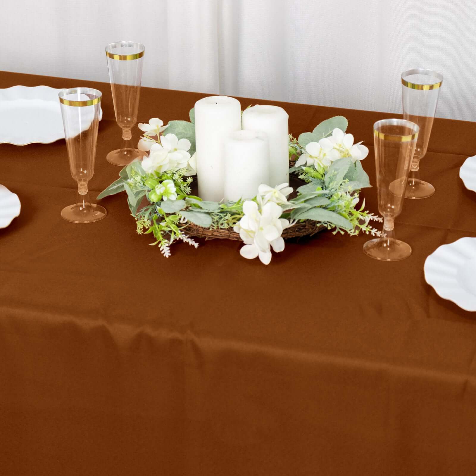 Polyester 60x102 Rectangle Tablecloth Cinnamon Brown - Durable and Stylish Table Cover