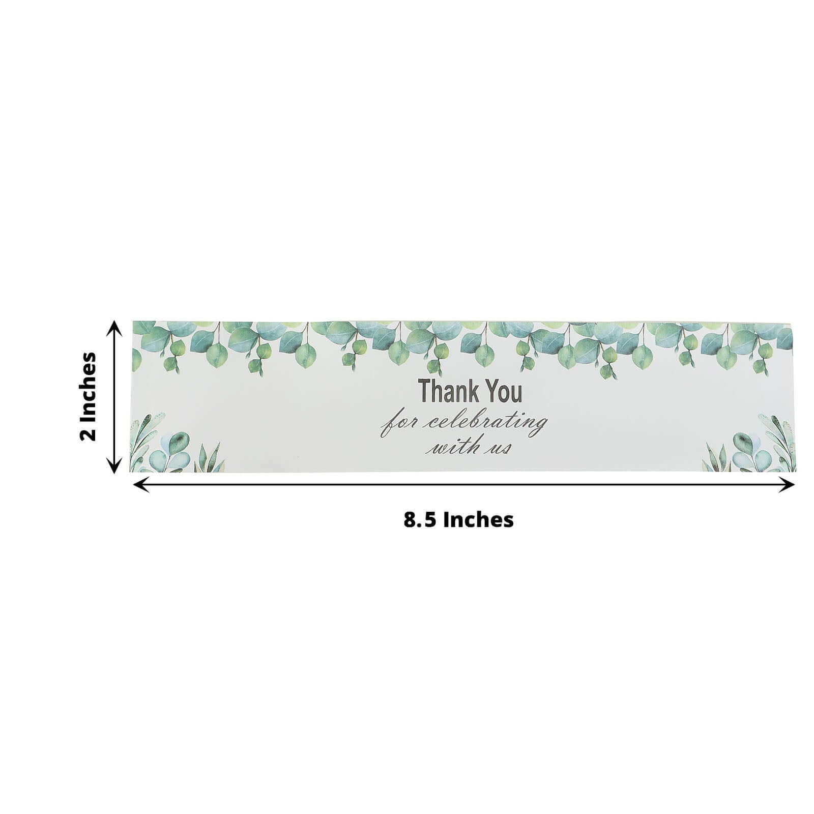 24 Pack White/Green Water Bottle Labels with Leaves Design Thank You Party Waterproof Bottle Stickers