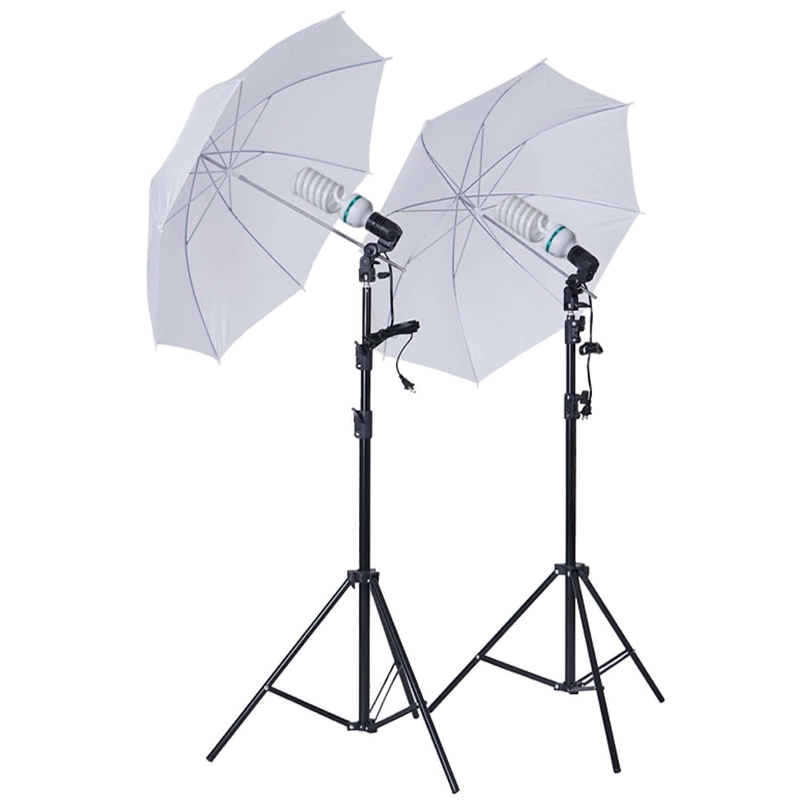 1200W White Umbrella Continuous Lighting Photo Video Studio Kit With Soft Box Reflectors and Muslin Chromakey Backgrounds